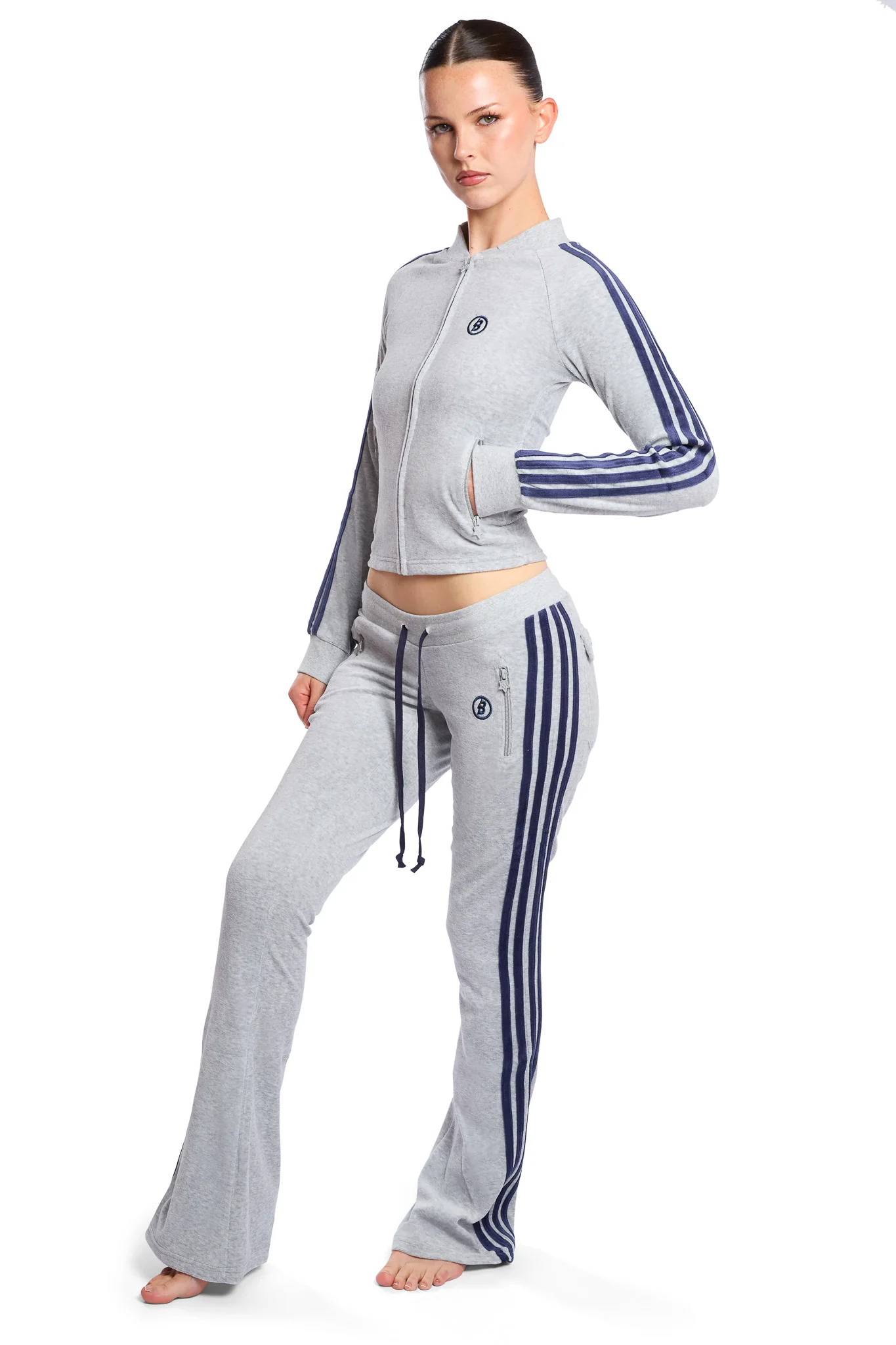 BODY VELOUR TRACK PANTS (HEATHER GREY)