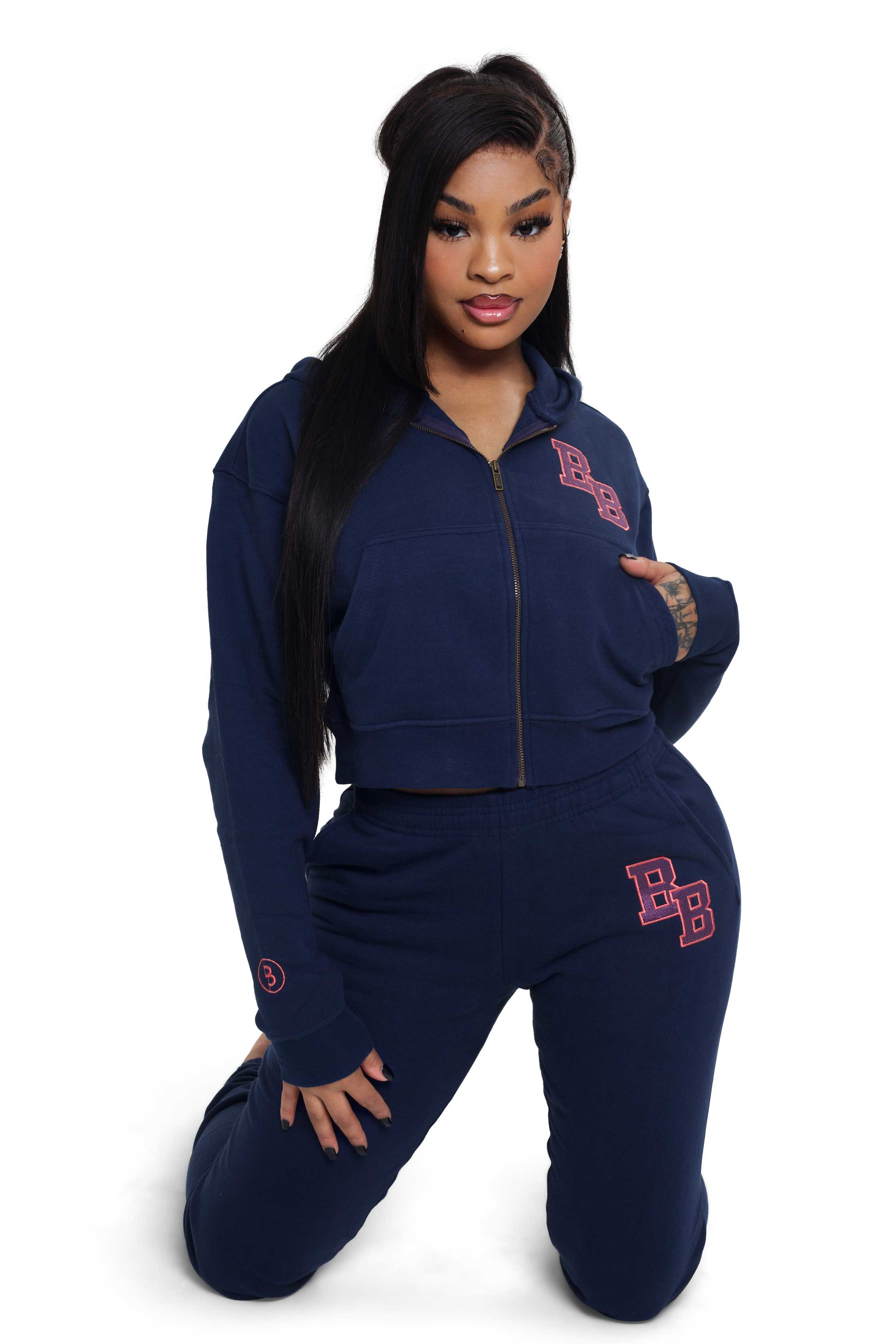 BODY UNIVERSITY SWEATPANTS (NAVY/SALMON)