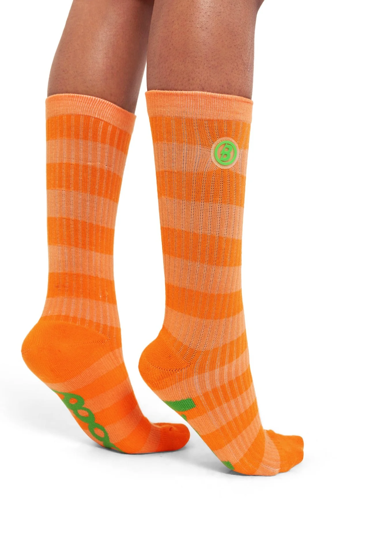 STRIPED KNIT SOCKS (ORANGE/GREEN)