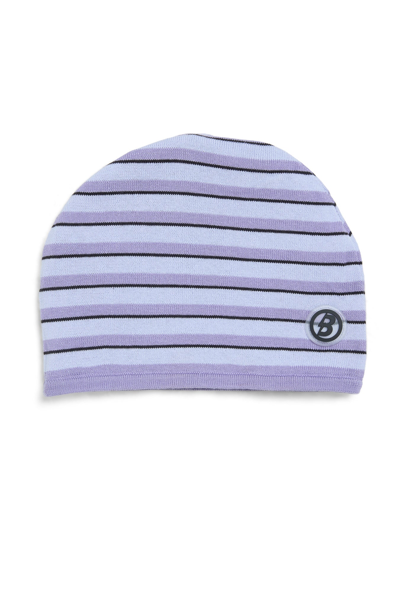 STRIPED KNIT BEANIE (LAVENDER/BLACK)