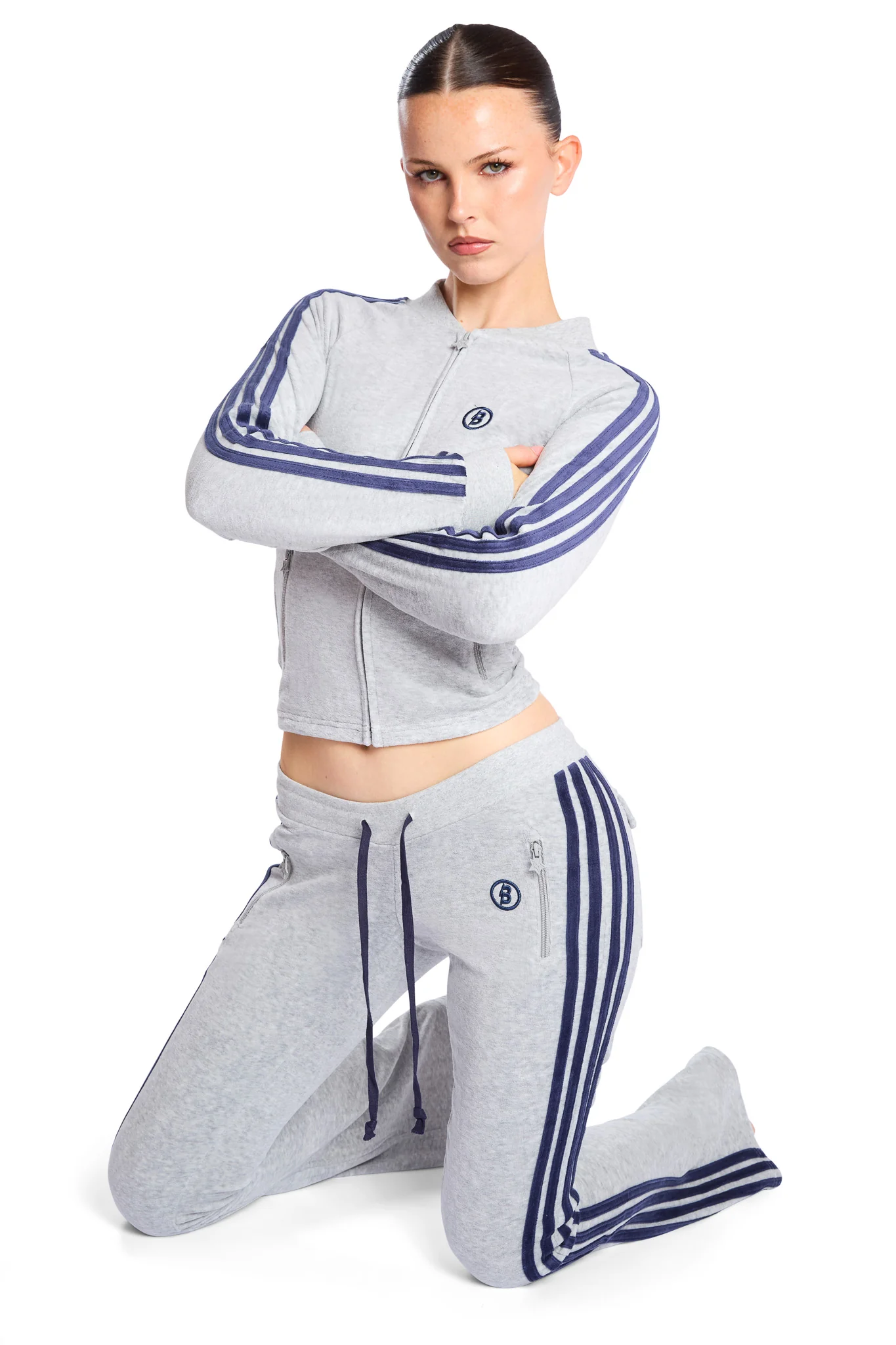 BODY VELOUR TRACK PANTS (HEATHER GREY)