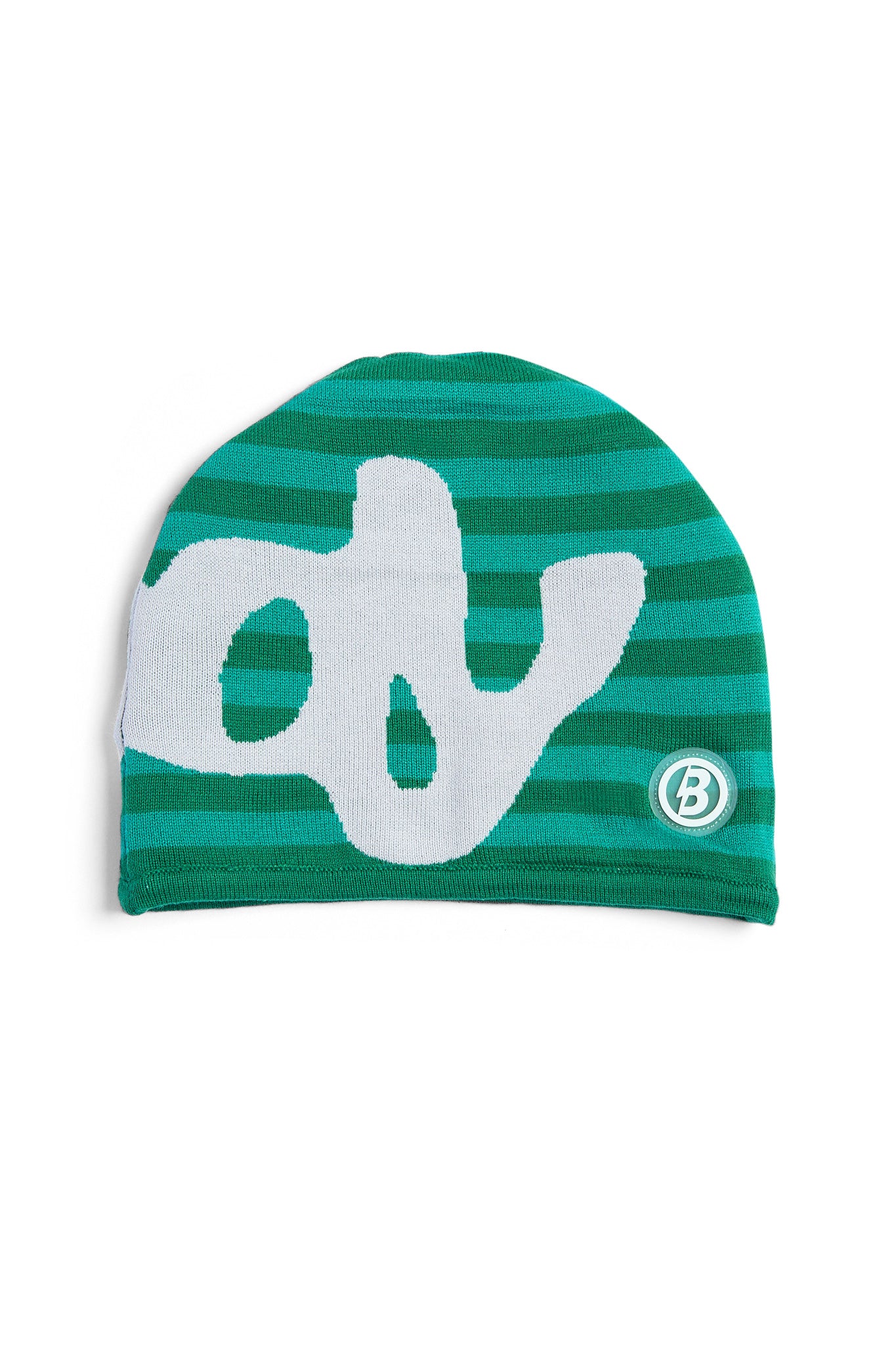 STRIPED KNIT BEANIE (TEAL GREEN/SLATE GREY)