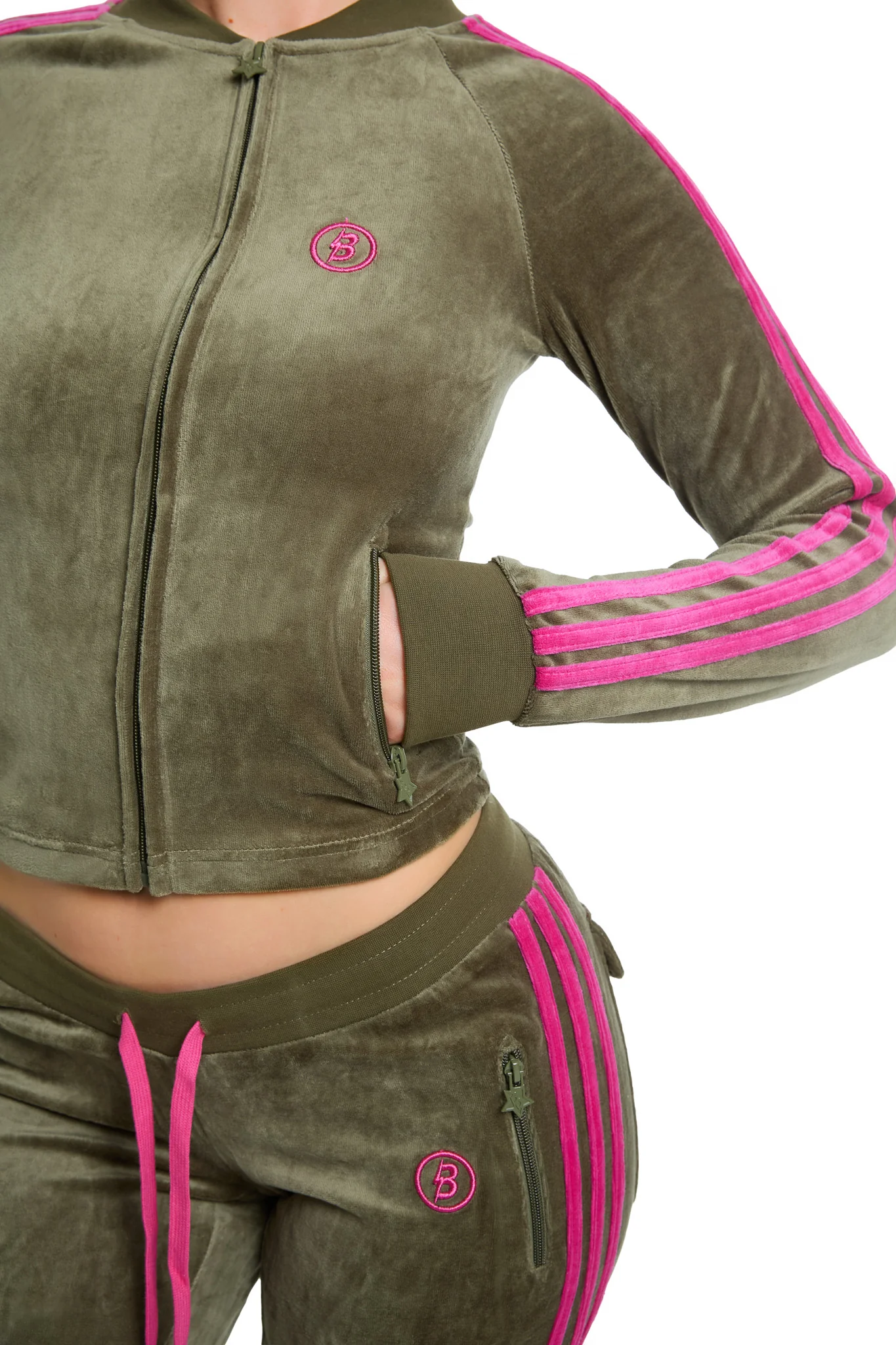 BODY VELOUR TRACK JACKET (OLIVE)