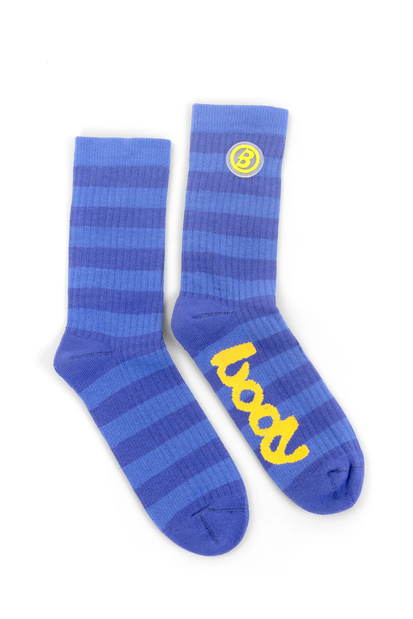 STRIPED KNIT SOCKS (PERIWINKLE/YELLOW)