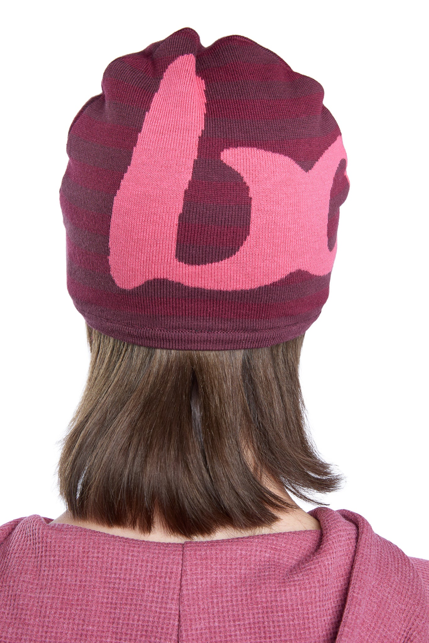 STRIPED KNIT BEANIE (MAGENTA/PINK)