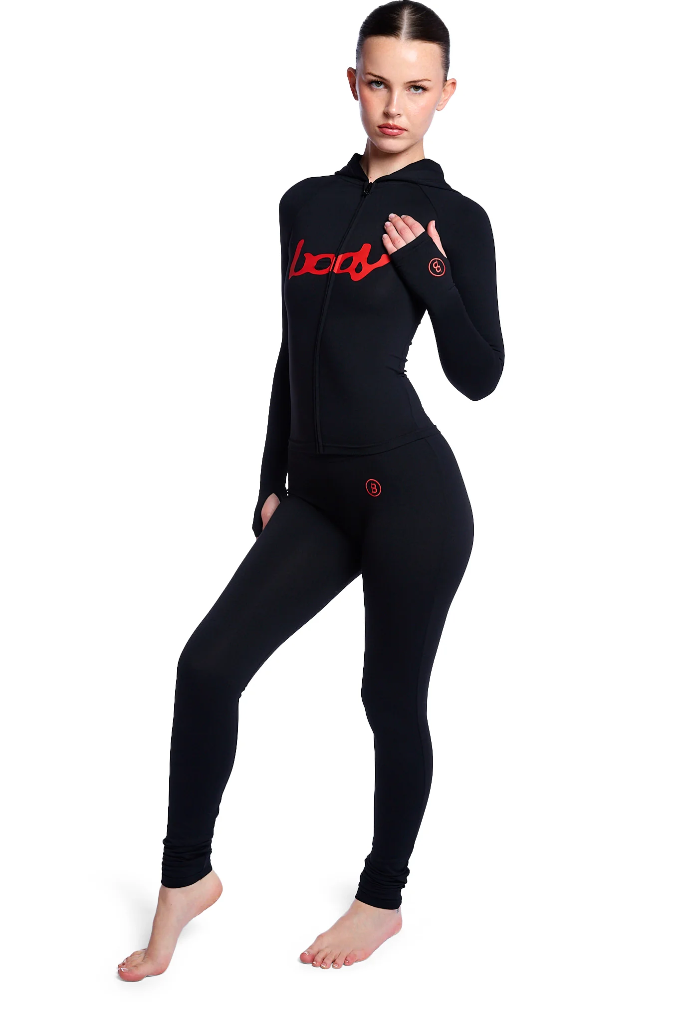 BASICS ULTRA LOW-RISE LEGGINGS 2.0 (BLACK/RED)