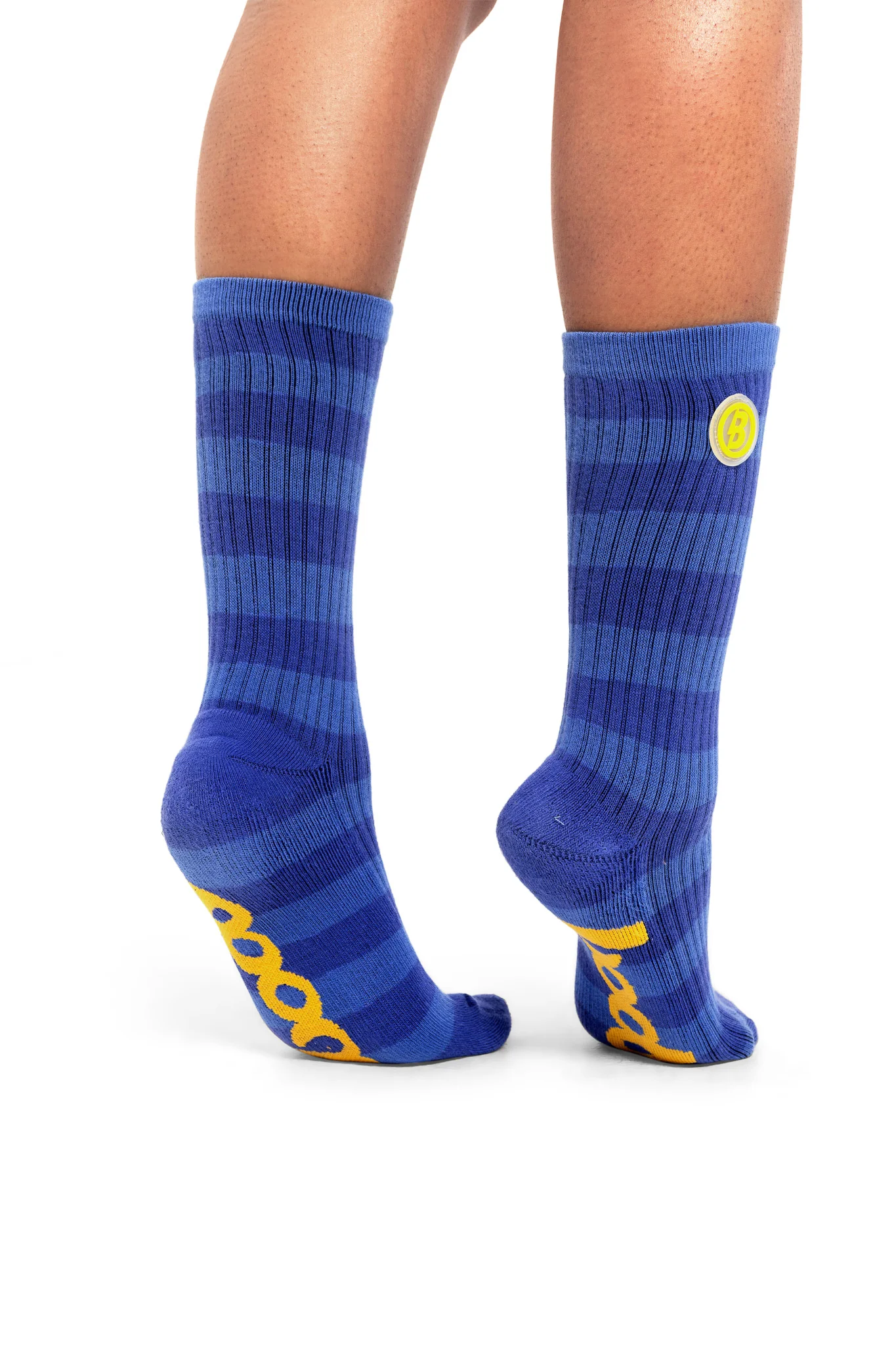 STRIPED KNIT SOCKS (PERIWINKLE/YELLOW)