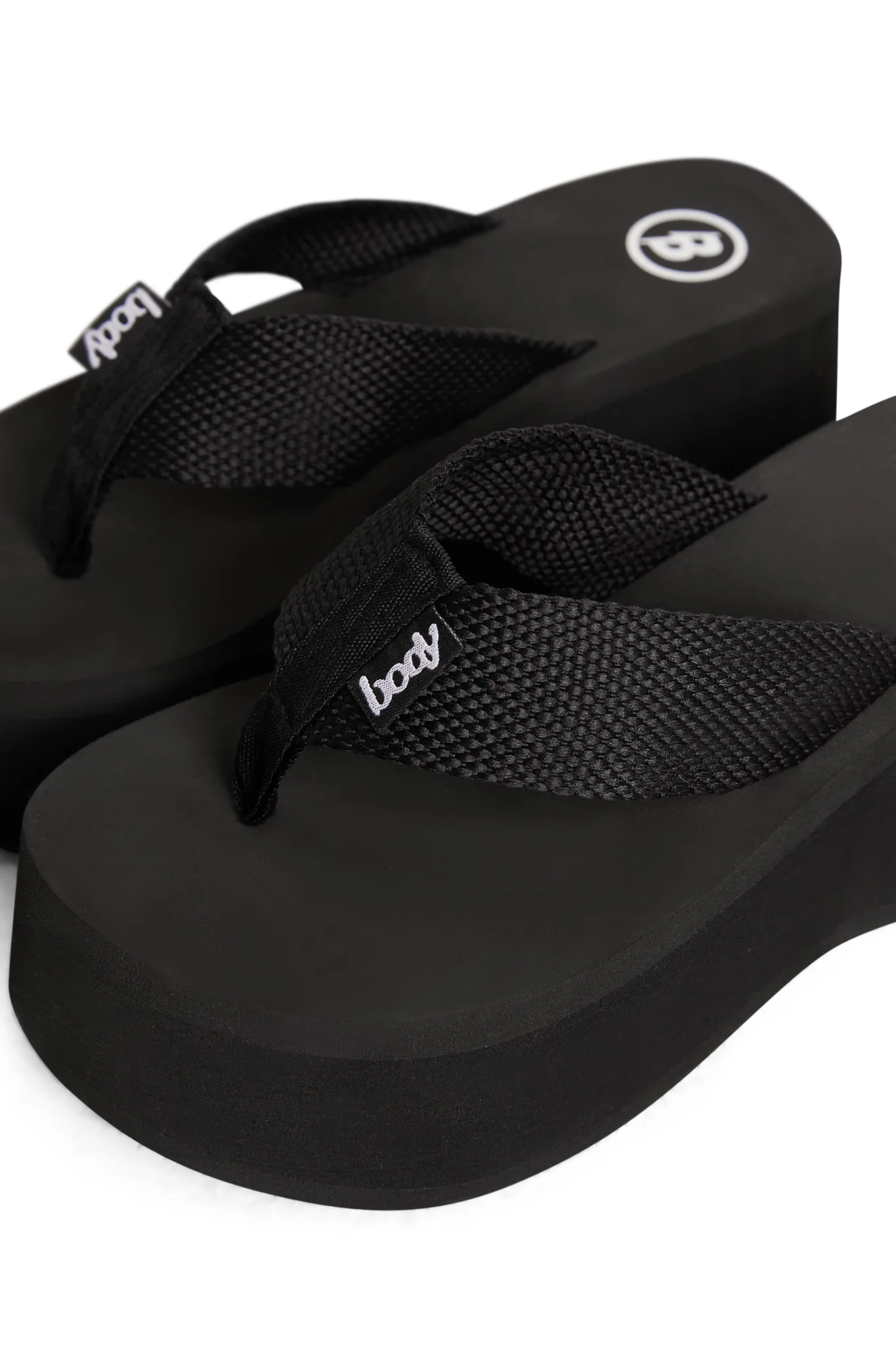 BODY FLIP FLOPS (BLACK WOVEN STRAP)