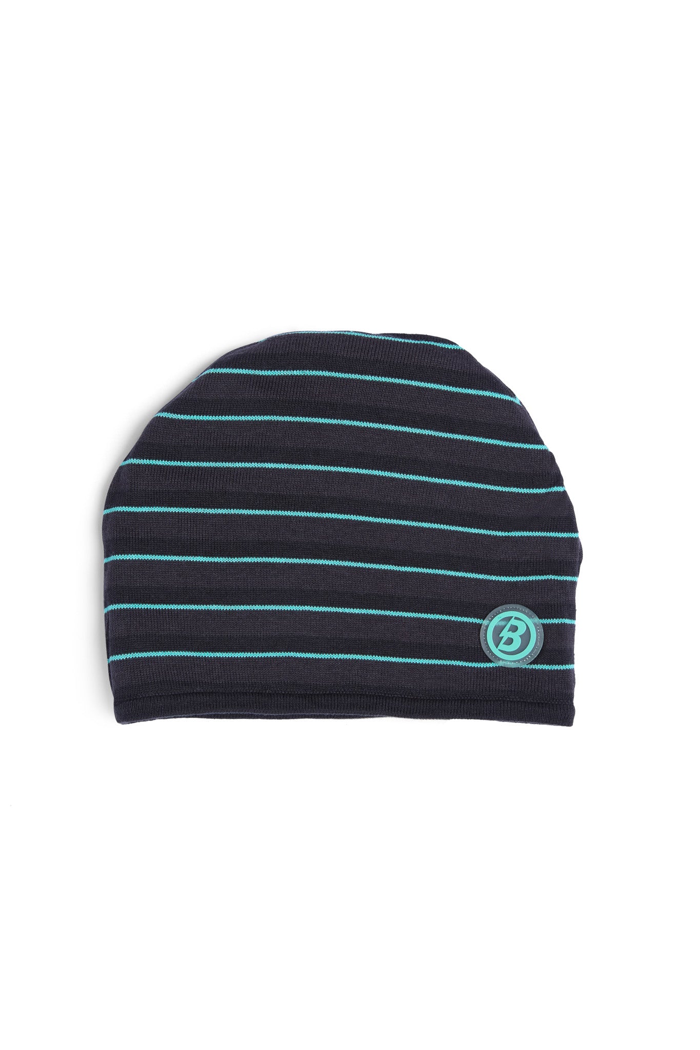 STRIPED KNIT BEANIE (BLACK/TIFFANY BLUE)