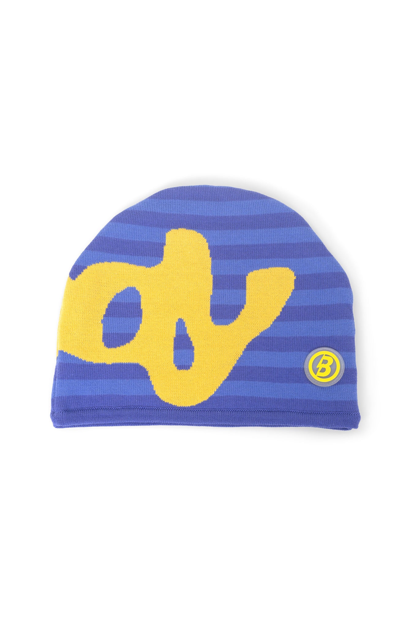STRIPED KNIT BEANIE (PERIWINKLE/YELLOW)