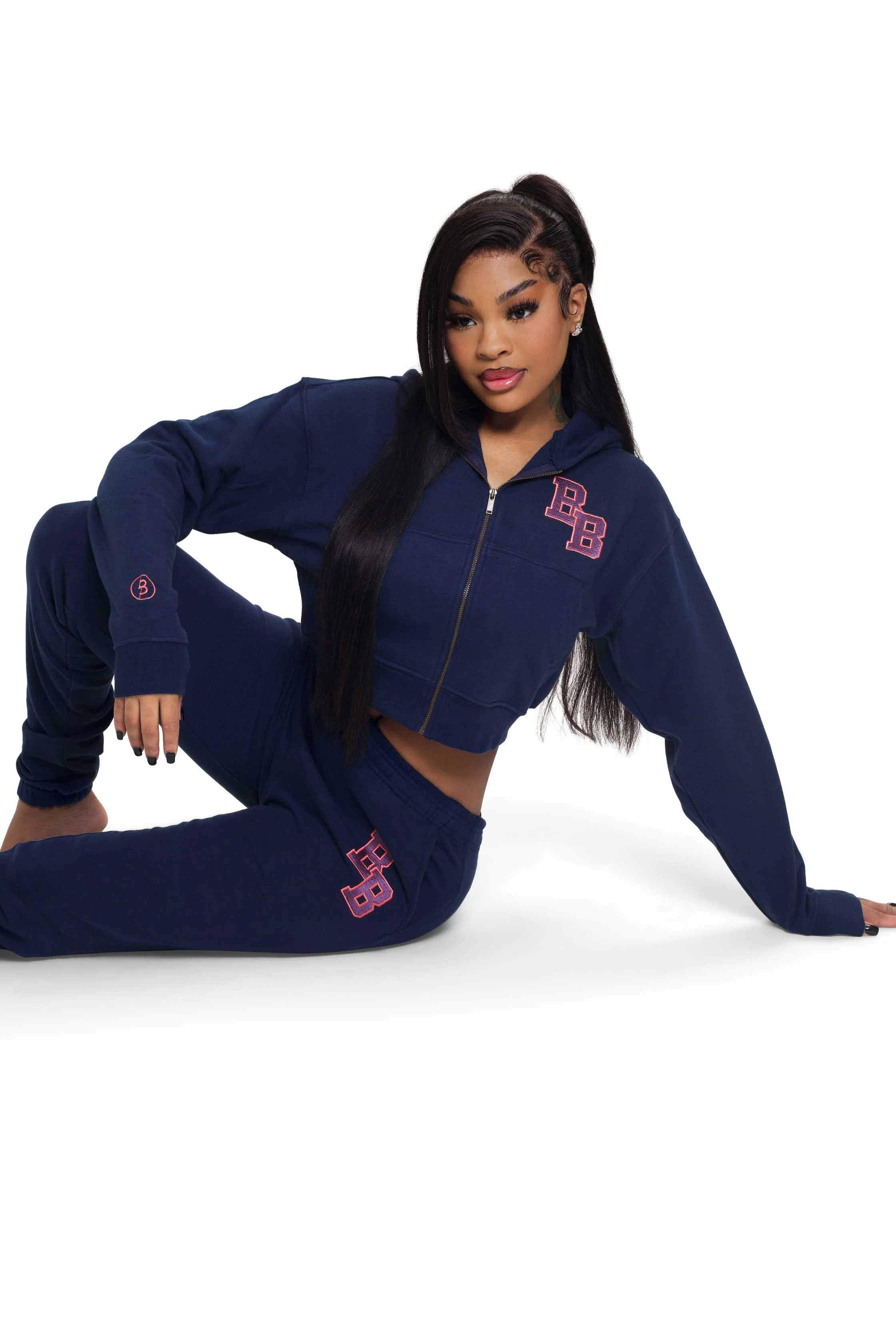 BODY UNIVERSITY HOODIE (NAVY/SALMON)