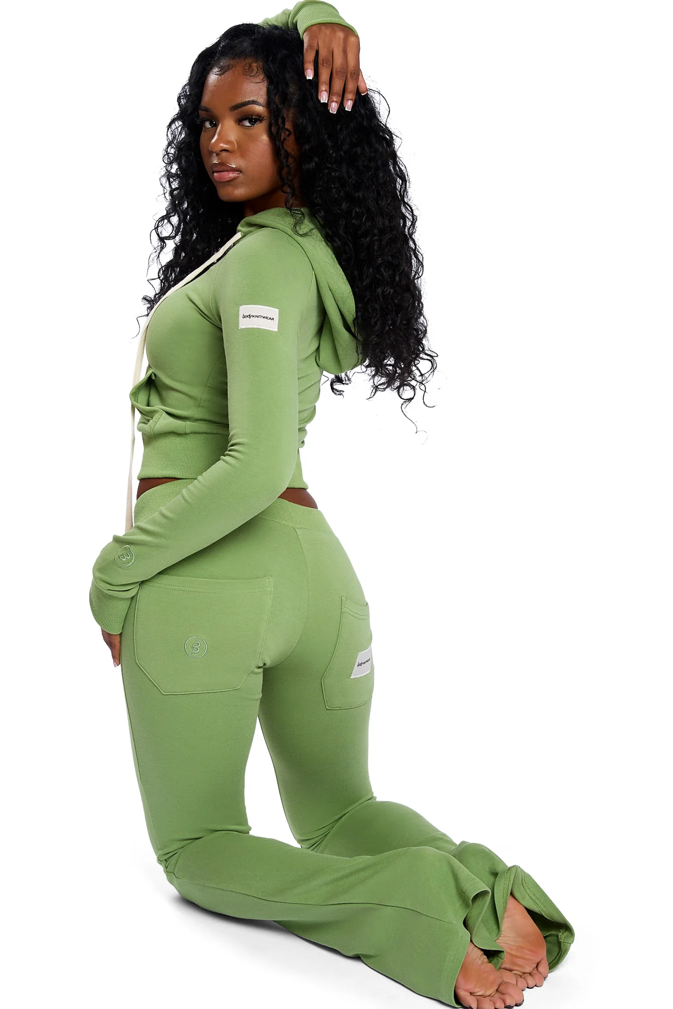 BODY KNITWEAR ZIP HOODIE (MATCHA GREEN)