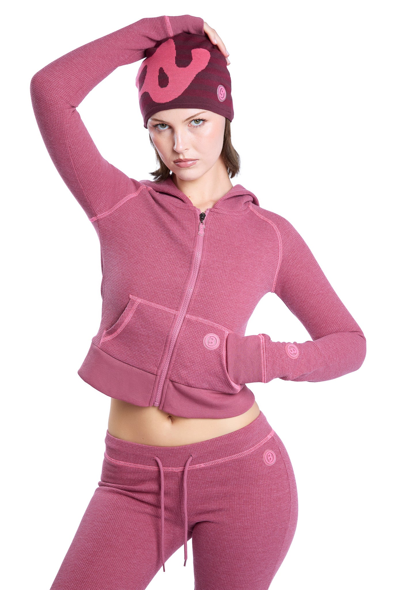 WAFFLE KNIT HOODIE (MAGENTA/PINK)
