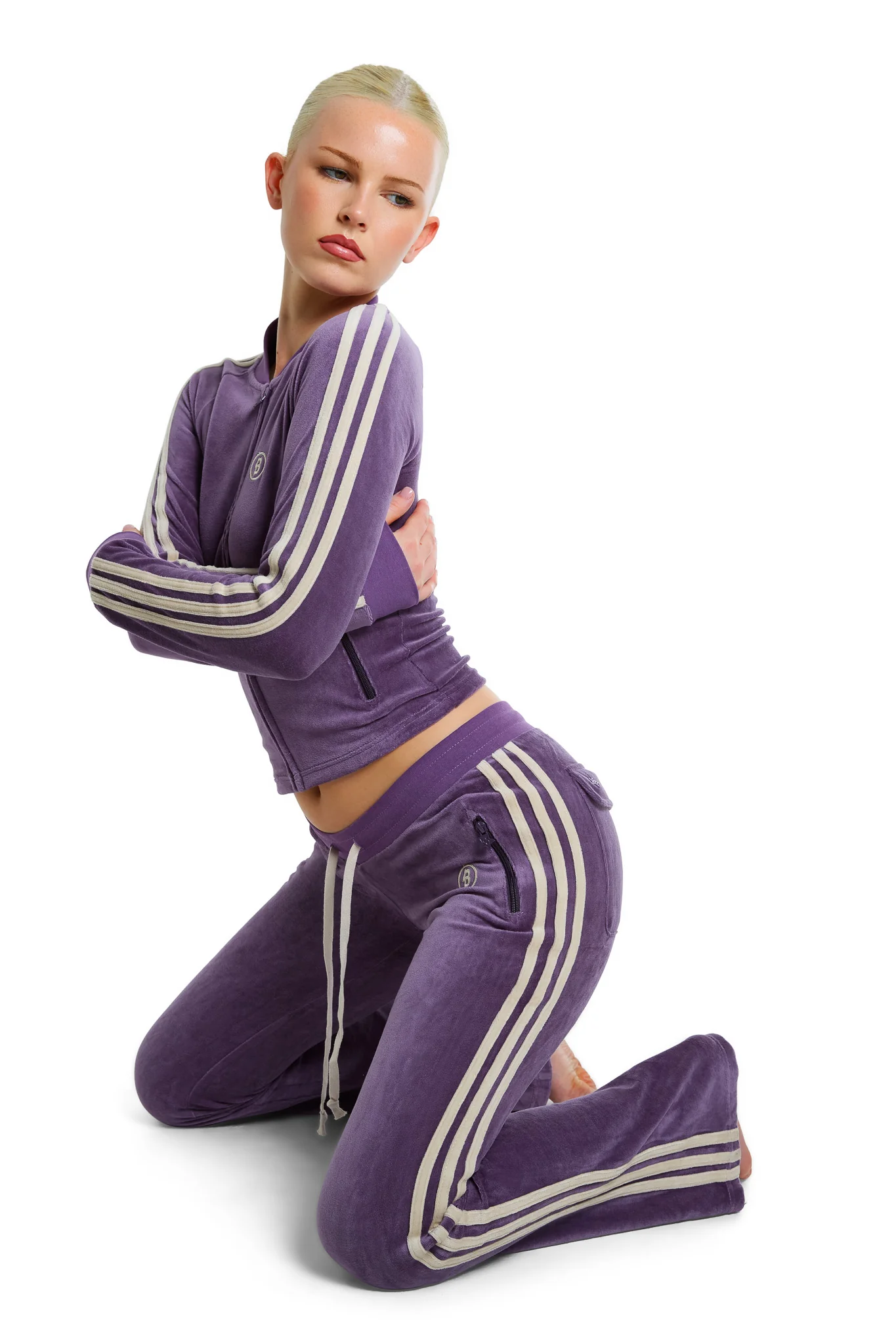 BODY VELOUR TRACK PANTS (PURPLE)