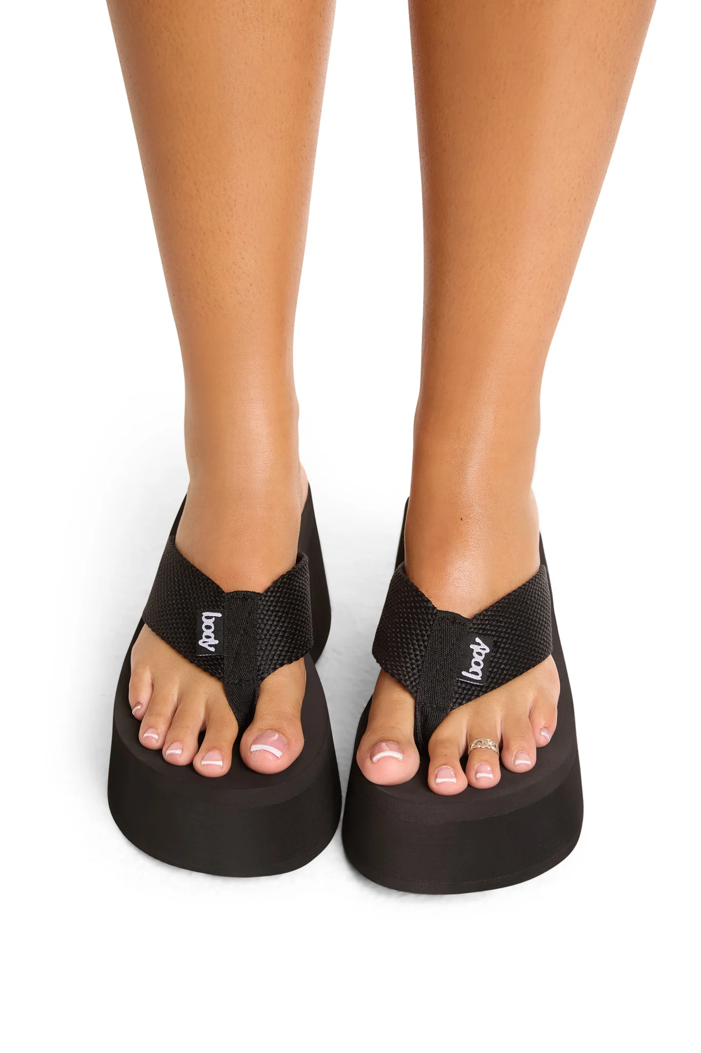 BODY FLIP FLOPS (BLACK WOVEN STRAP)