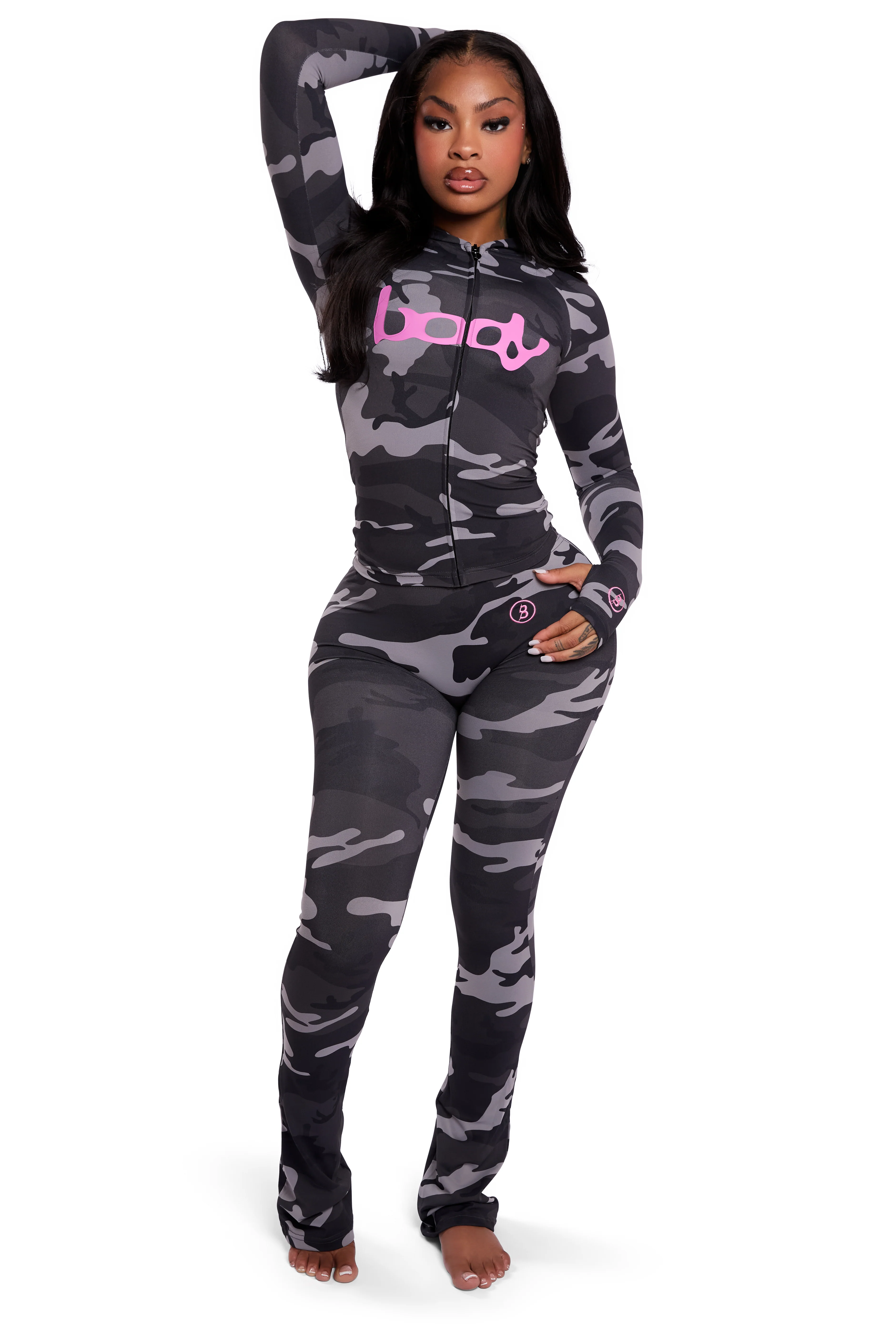 BASICS ULTRA LOW-RISE LEGGINGS 2.0 (GREY CAMO/HOT PINK)