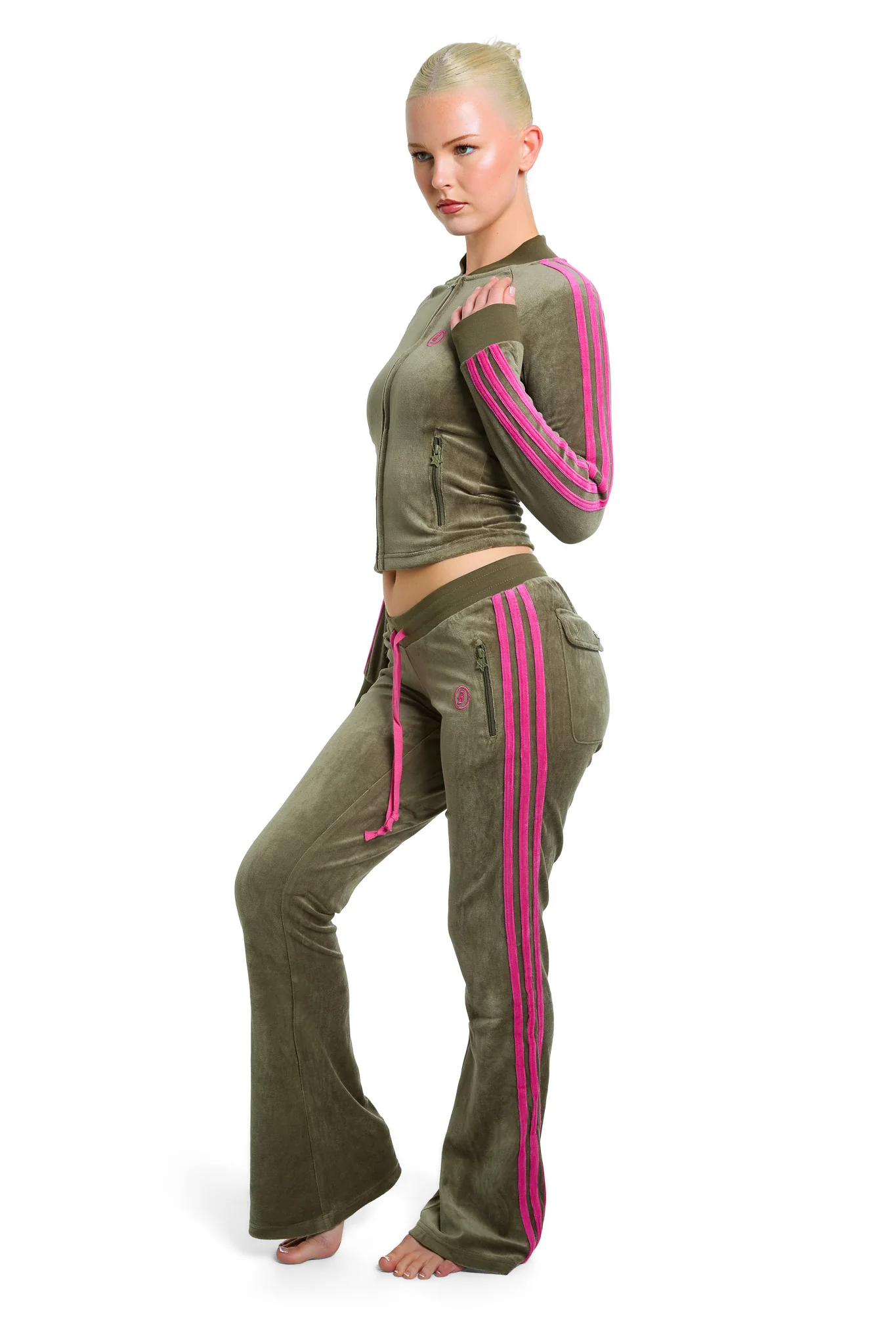 BODY VELOUR TRACK PANTS (OLIVE)