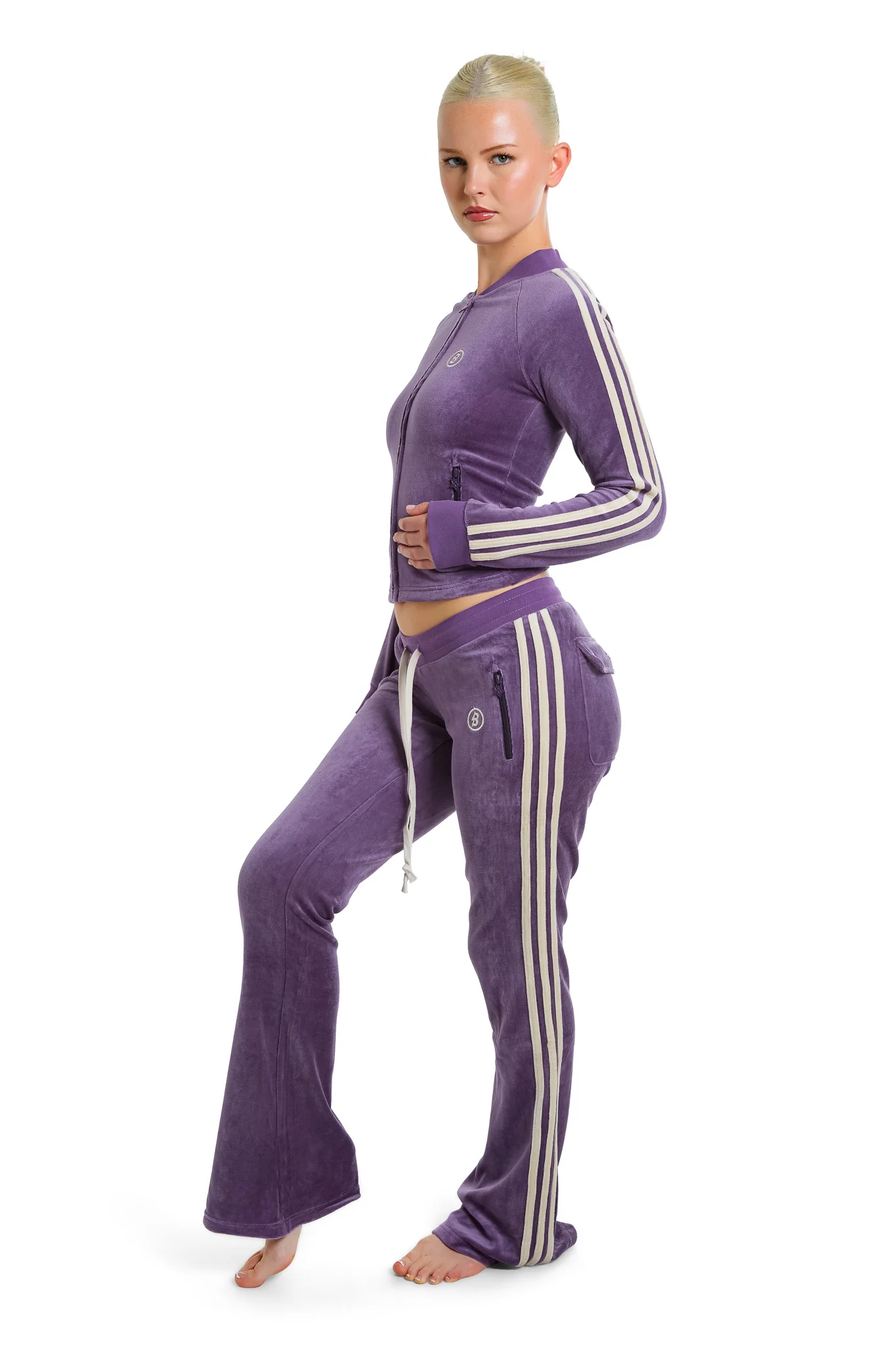 BODY VELOUR TRACK PANTS (PURPLE)