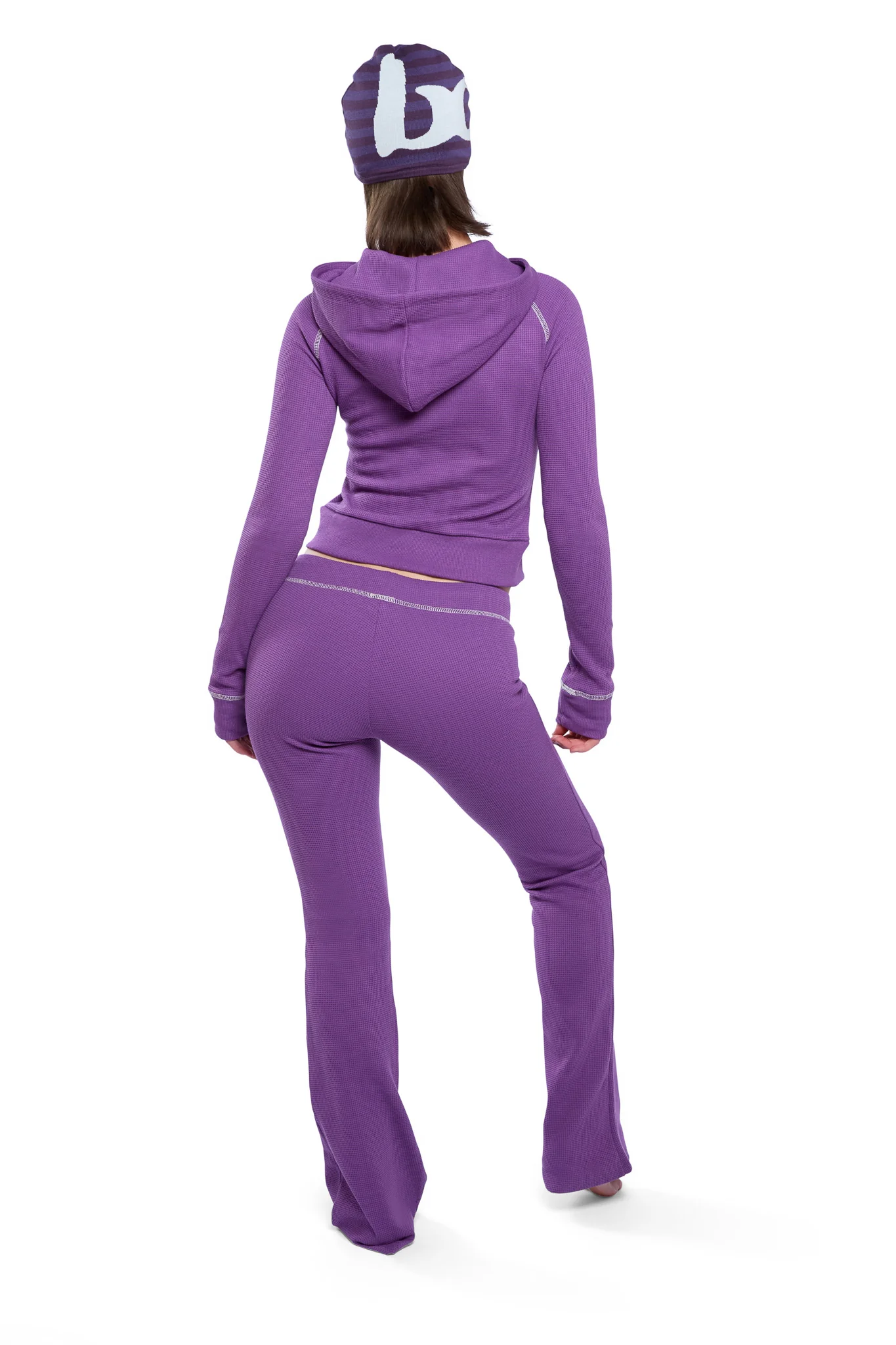 WAFFLE KNIT HOODIE (ROYALTY PURPLE/CREAM)