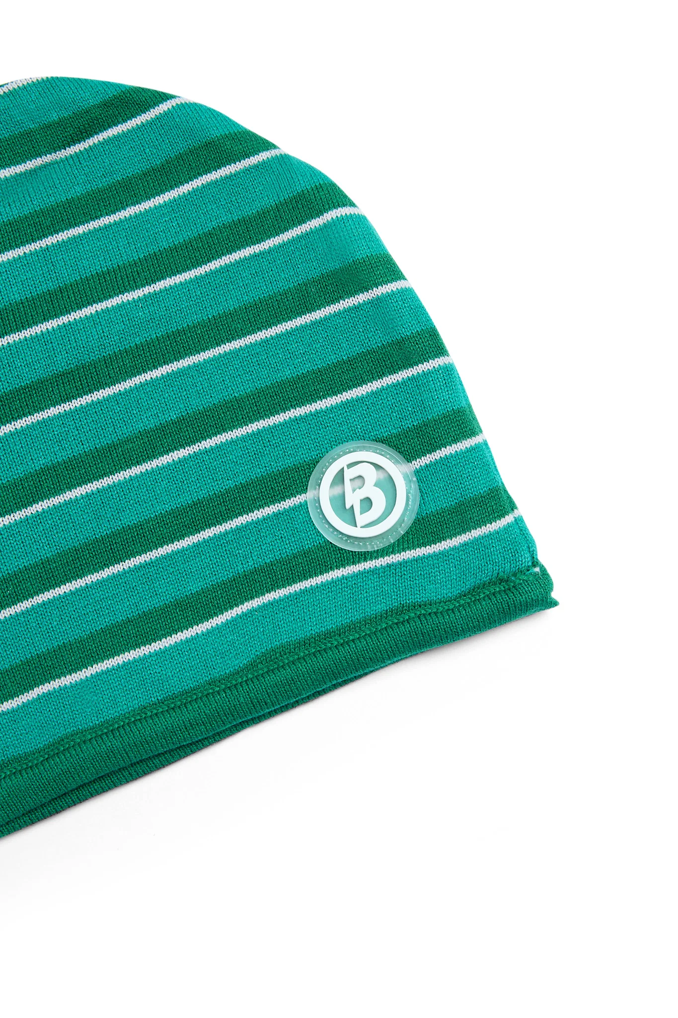 STRIPED KNIT BEANIE (TEAL GREEN/SLATE GREY)