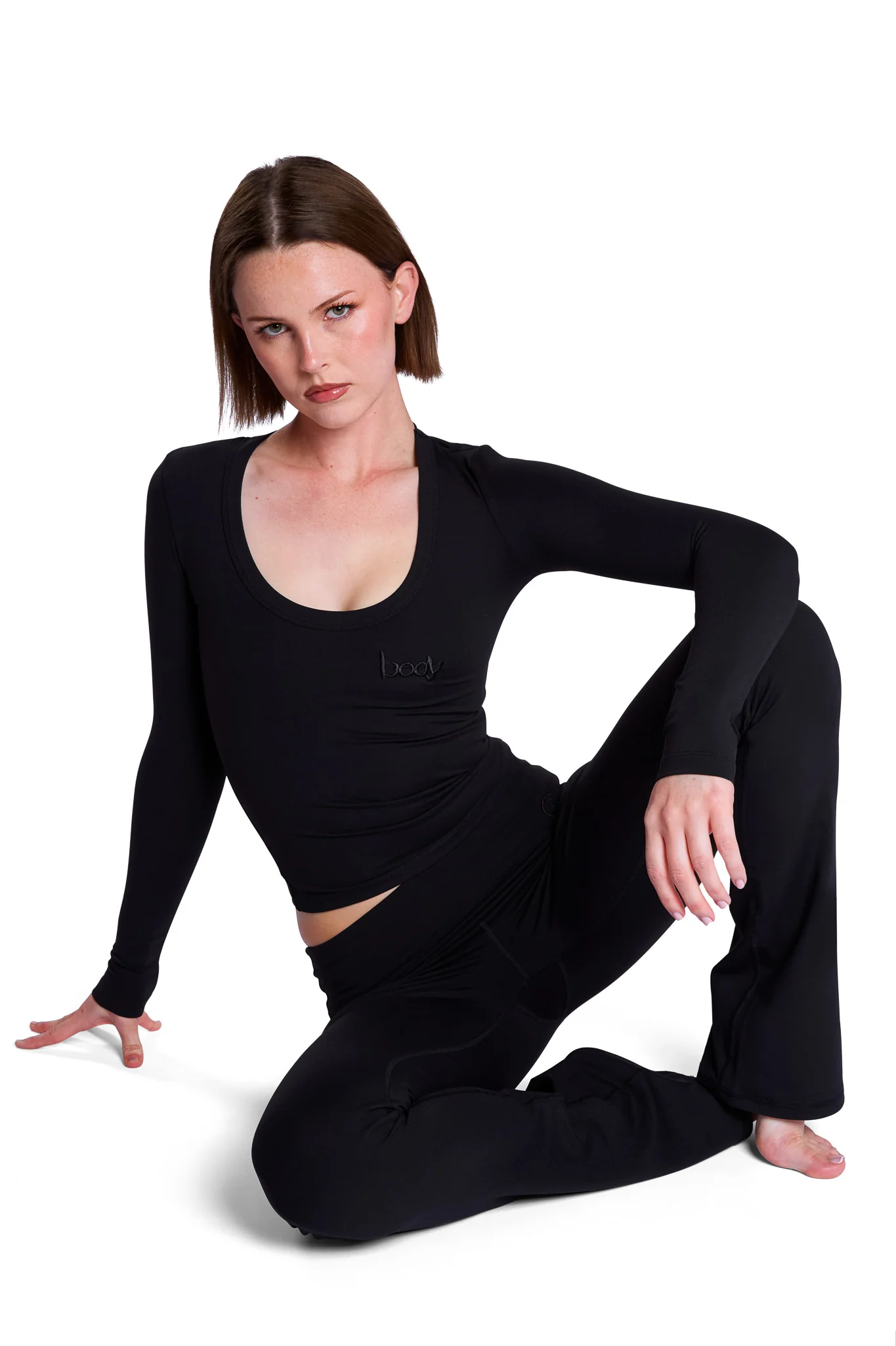 YOGA LONG SLEEVE FULL LENGTH TOP (MIDNIGHT BLACK)