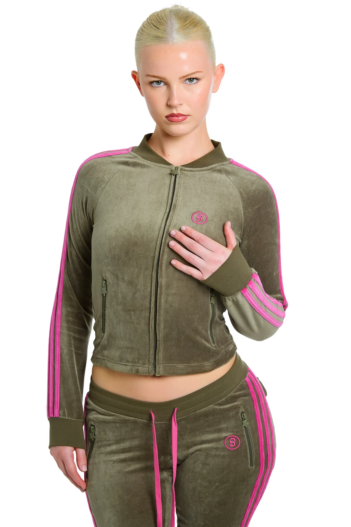 BODY VELOUR TRACK JACKET (OLIVE)