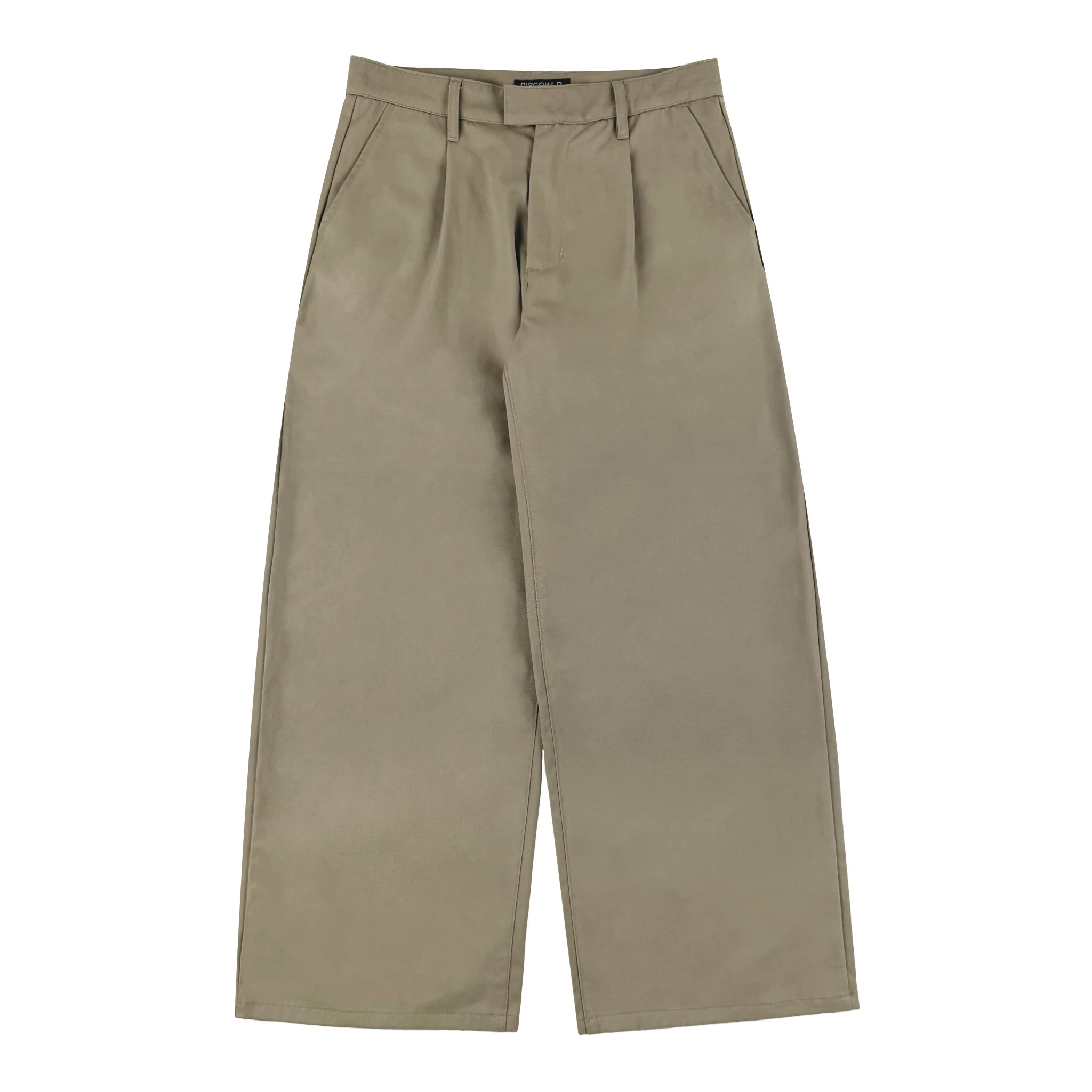 Khaki Baggy Pleated Trouser