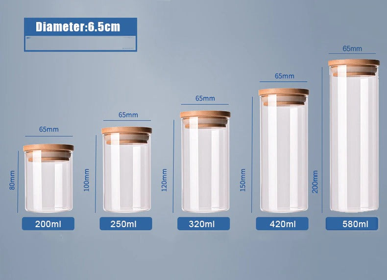 Spice transparent glass jar