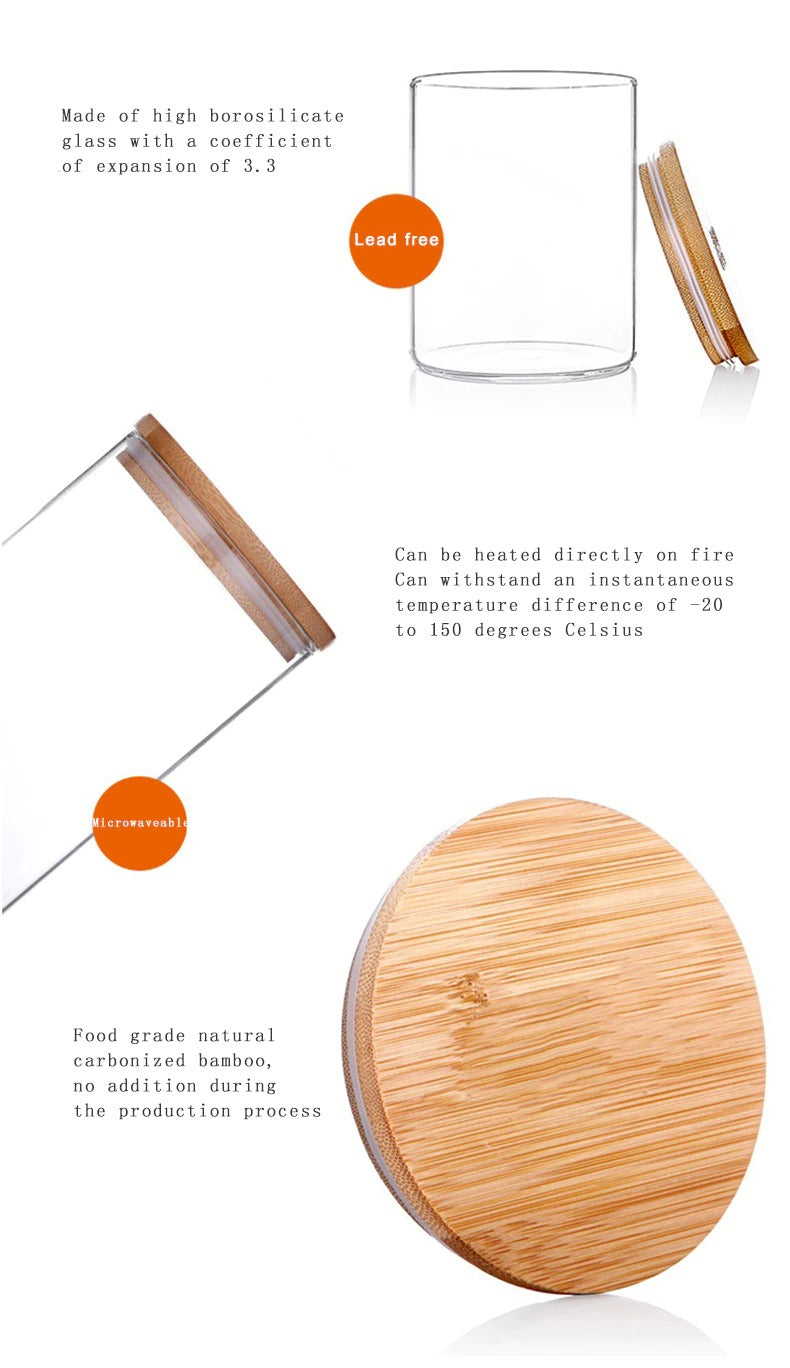 Spice transparent glass jar