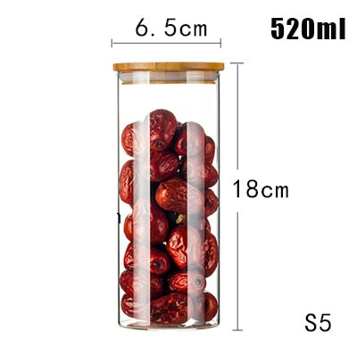 Spice transparent glass jar