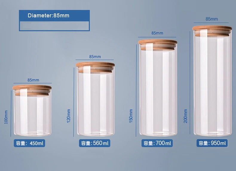 Spice transparent glass jar