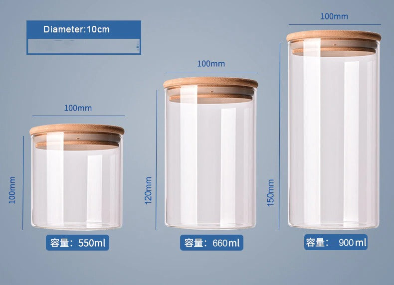 Spice transparent glass jar