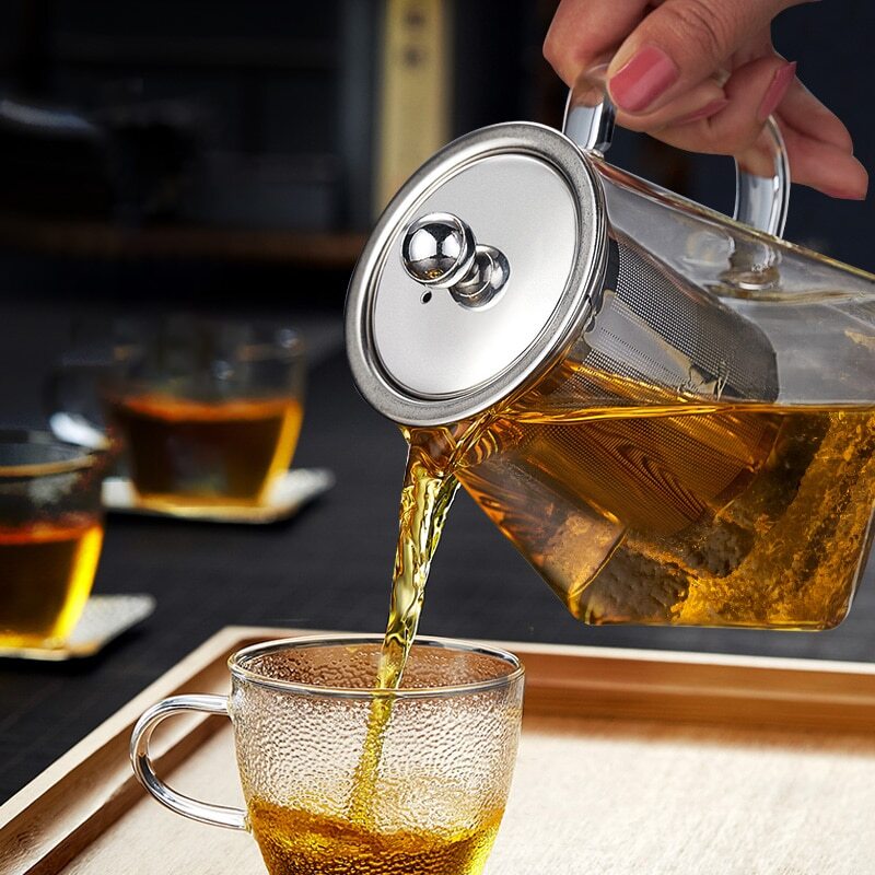 Square glass teapot