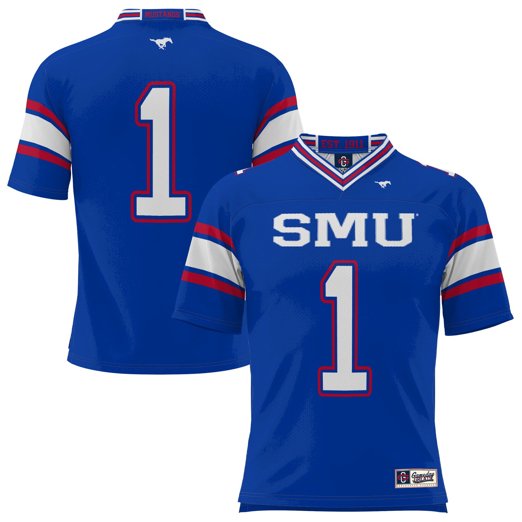 #1 SMU Mustangs ProSphere Endzone Football Jersey - Royal