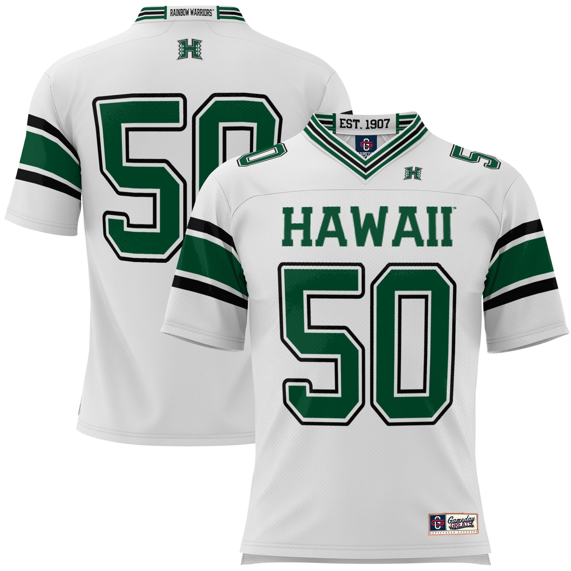 #50 Hawaii Rainbow Warriors ProSphere Football Jersey - White