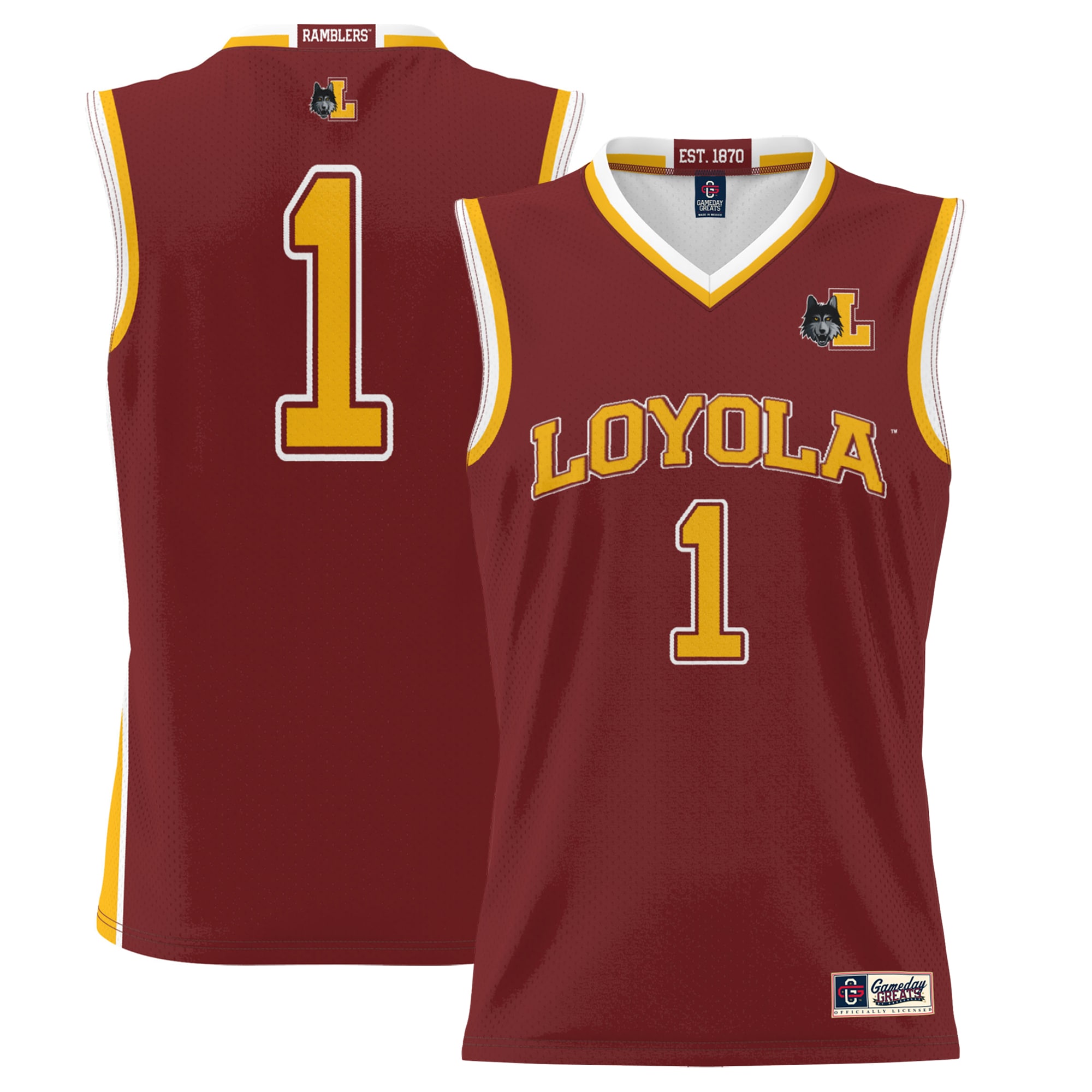 #1 Loyola Chicago Ramblers ProSphere Basketball Jersey - Maroon