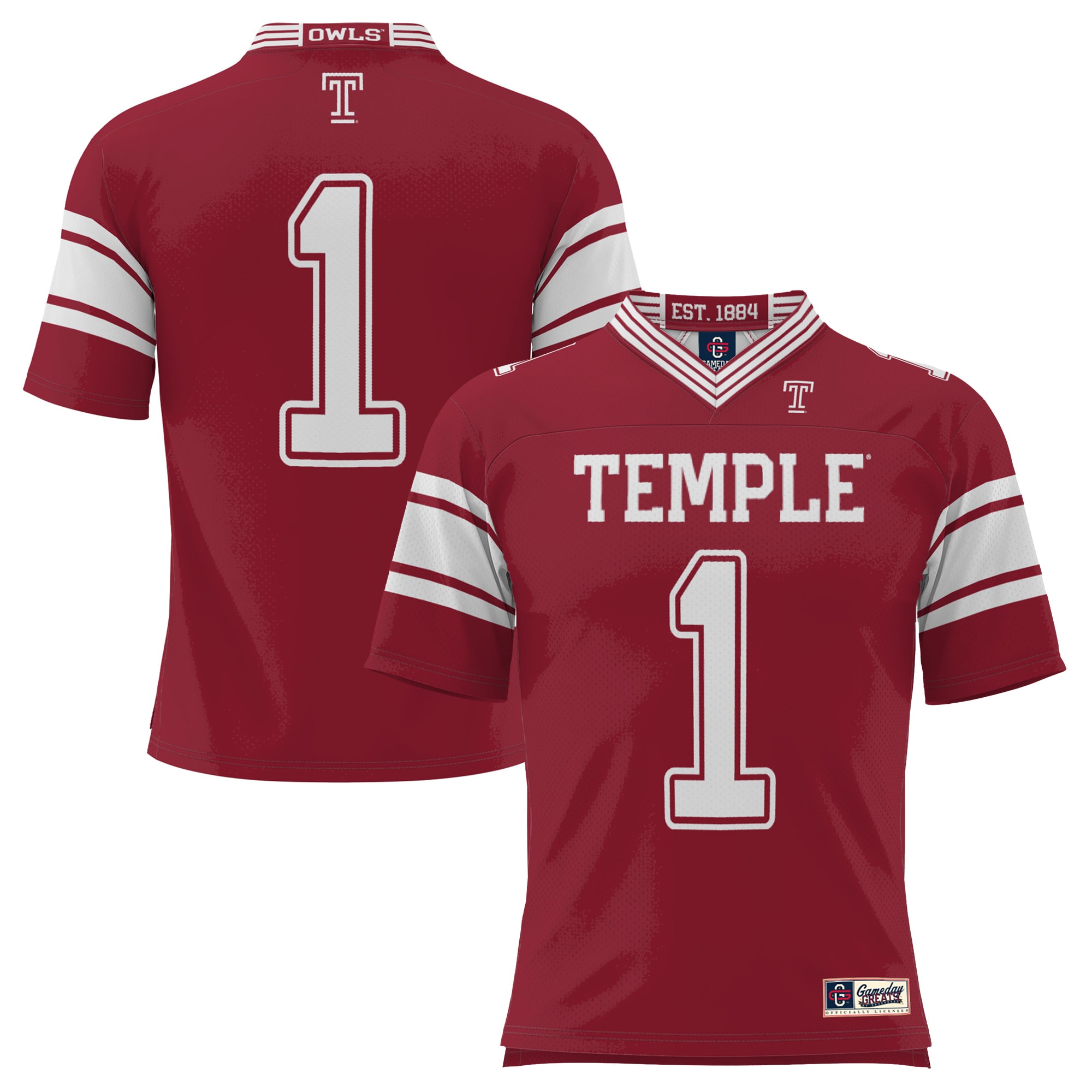 #1 Temple Owls ProSphere Endzone Football Jersey - Cherry
