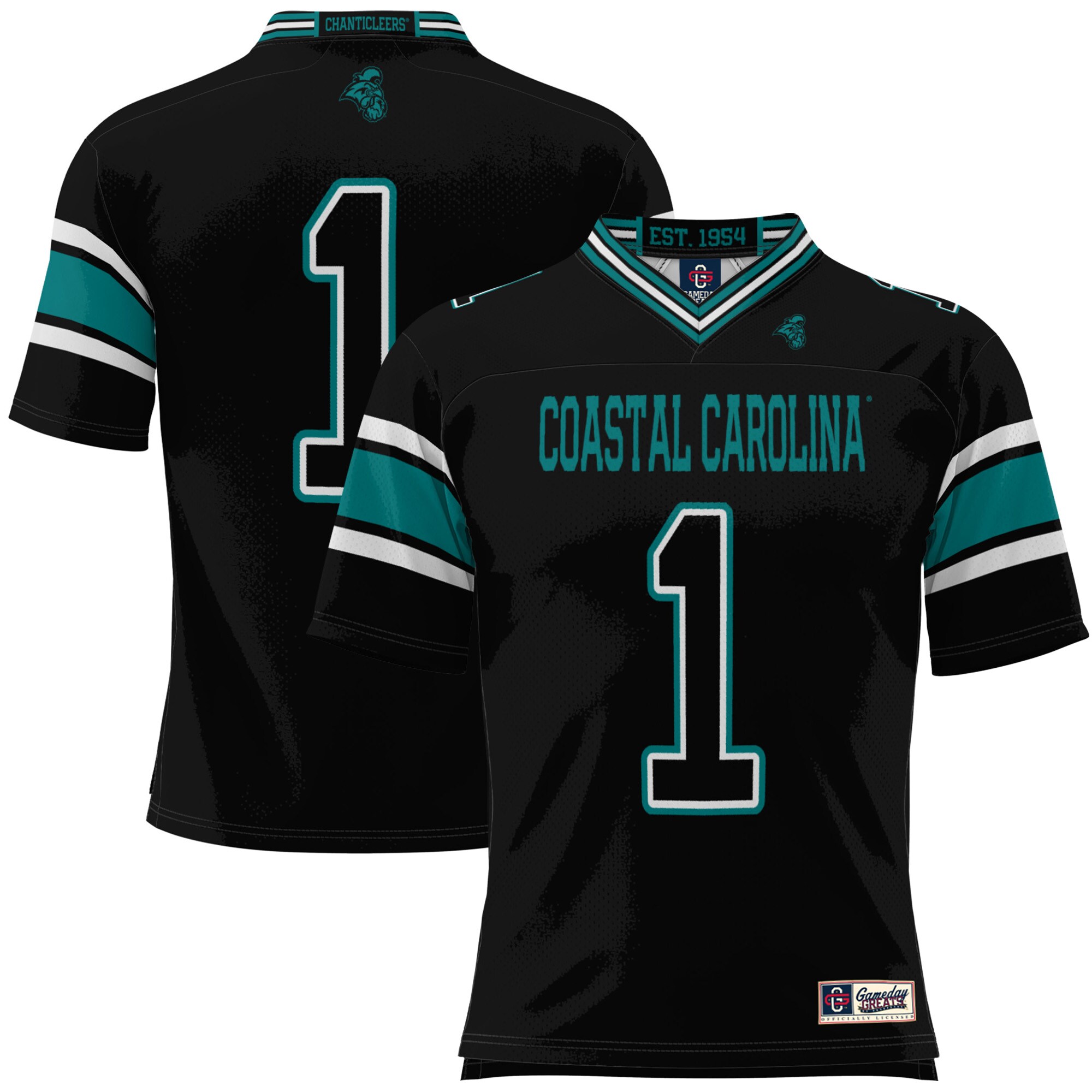 #1 Coastal Carolina Chanticleers ProSphere Youth Football Jersey - Black