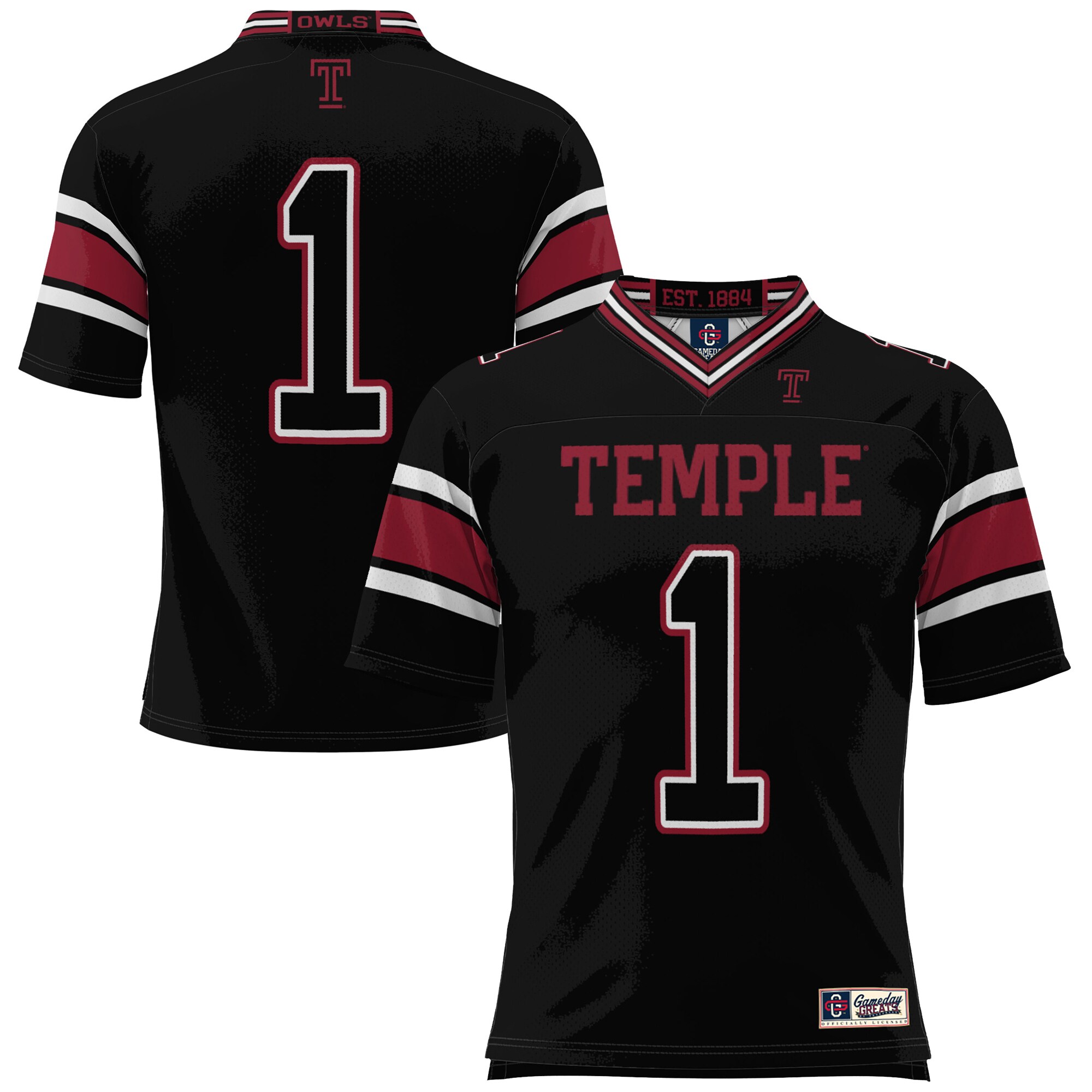 #1 Temple Owls ProSphere Endzone Football Jersey - Black