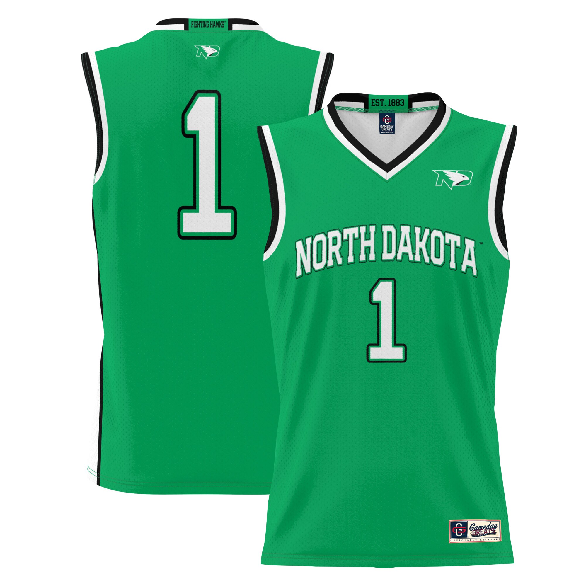 #1 North Dakota ProSphere Youth Basketball Jersey - Kelly Green