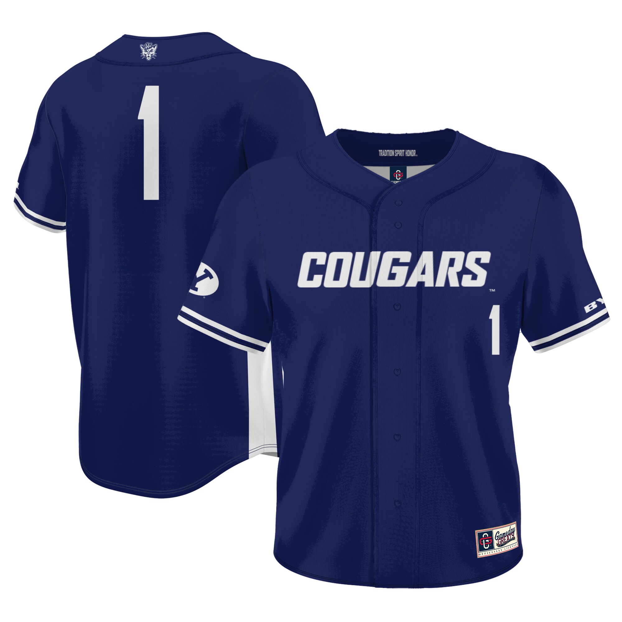 #1 BYU Cougars ProSphere Baseball Jersey - Navy