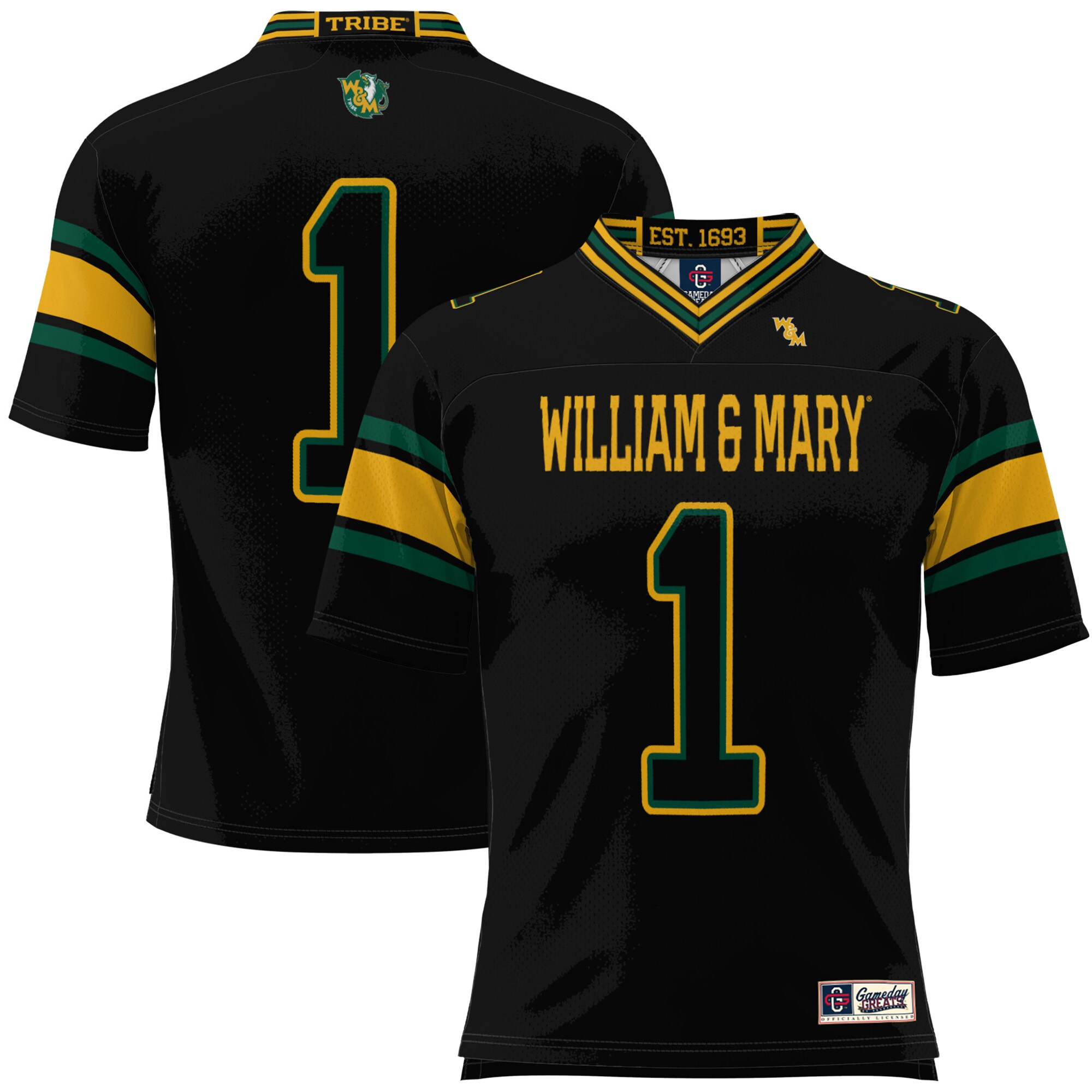#1 William & Mary Tribe ProSphere Youth Football Jersey - Black