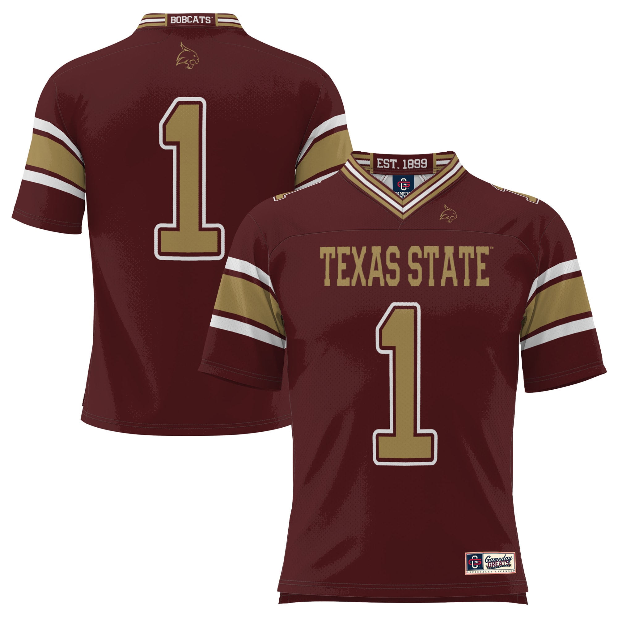 #1 Texas State Bobcats ProSphere Endzone Football Jersey - Maroon
