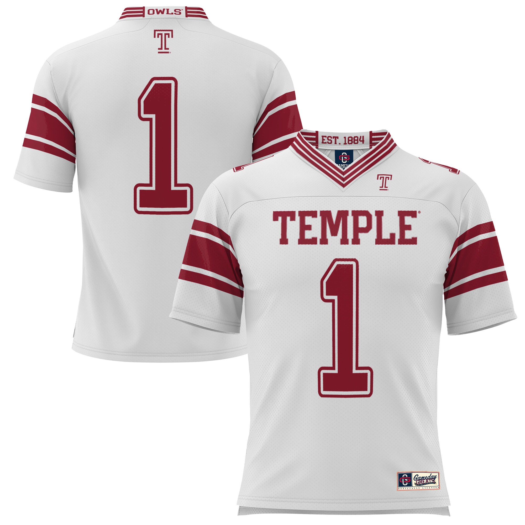 #1 Temple Owls ProSphere Endzone Football Jersey - White