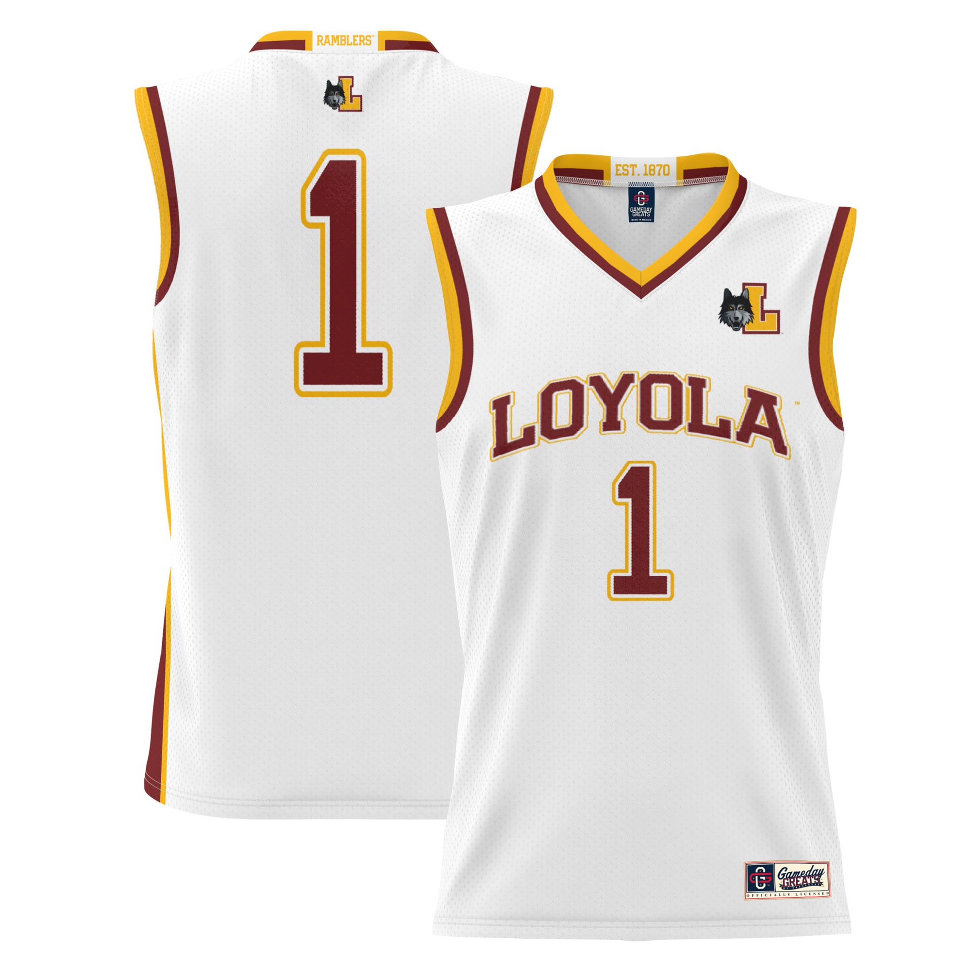 #1 Loyola Chicago Ramblers ProSphere Youth Basketball Jersey - White