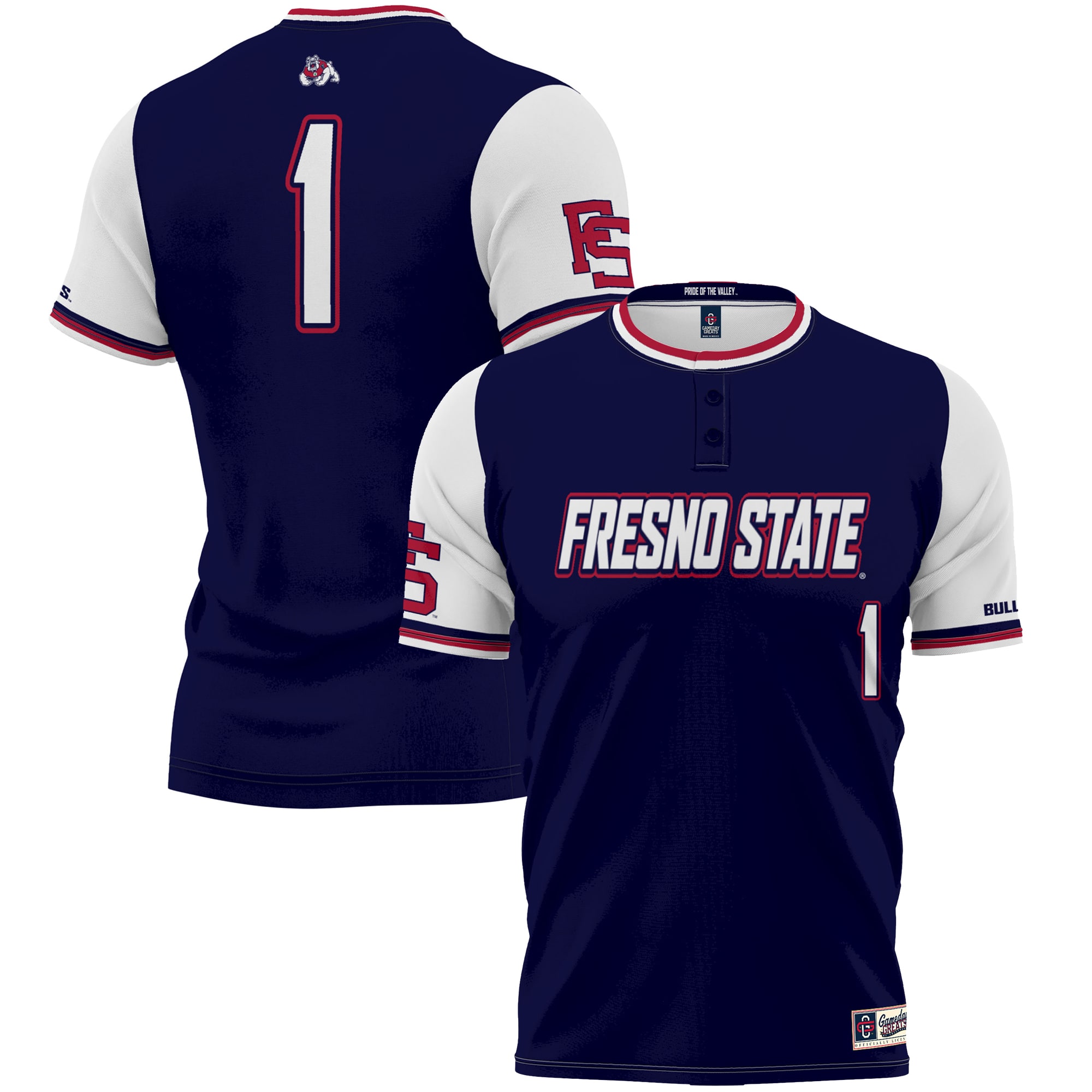 #1 Fresno State Bulldogs ProSphere Youth Softball Jersey - Navy