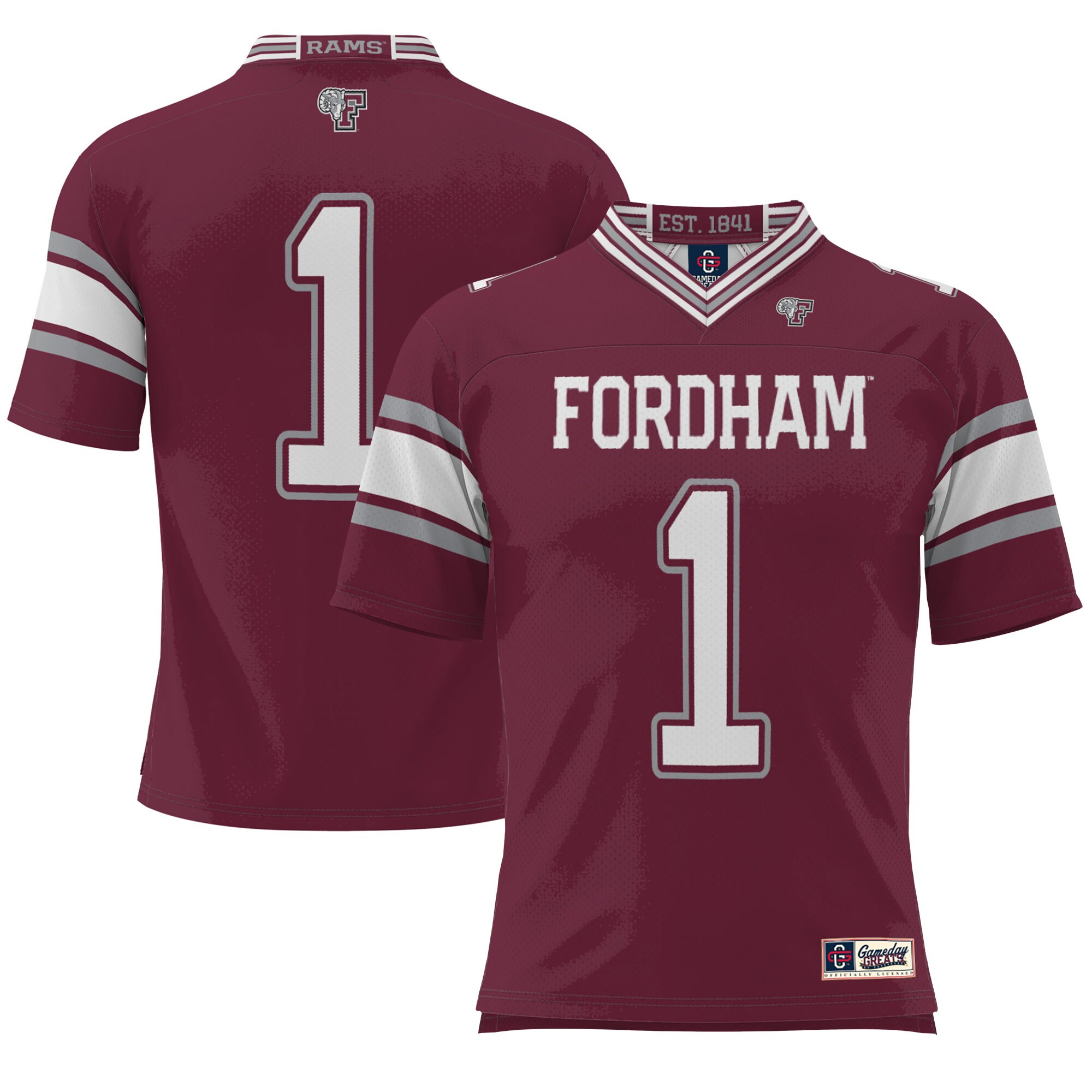 #1 Fordham Rams ProSphere Endzone Football Jersey - Maroon