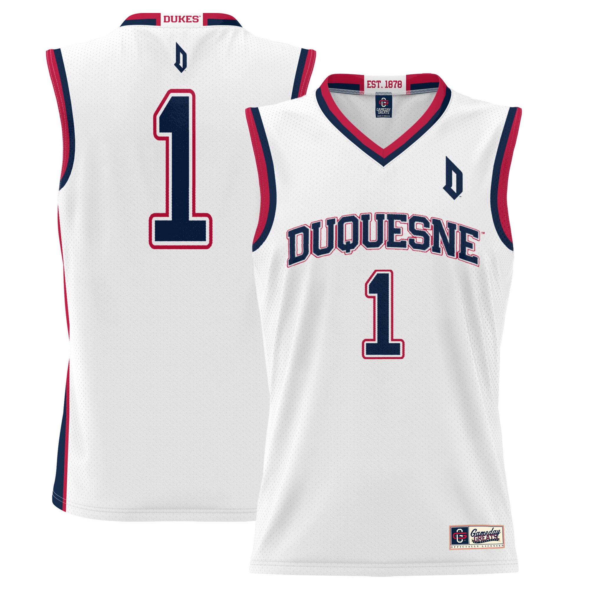 #1 Duquesne Dukes ProSphere Youth Basketball Jersey - White