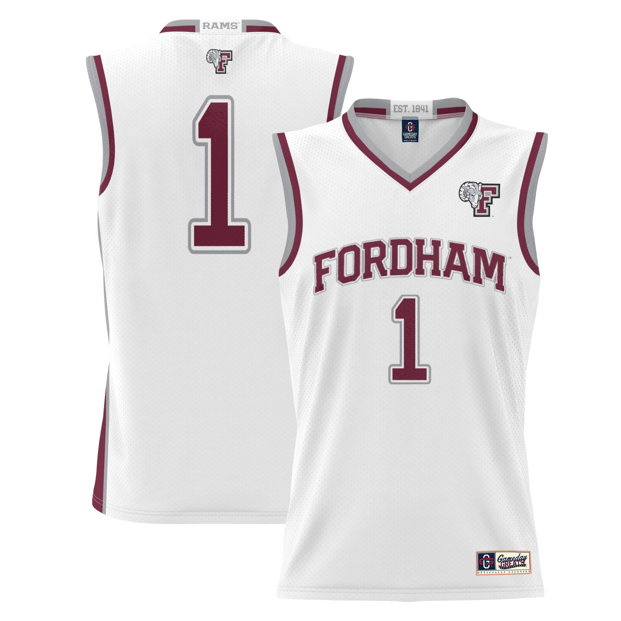 #1 Fordham Rams ProSphere Youth Basketball Jersey - White