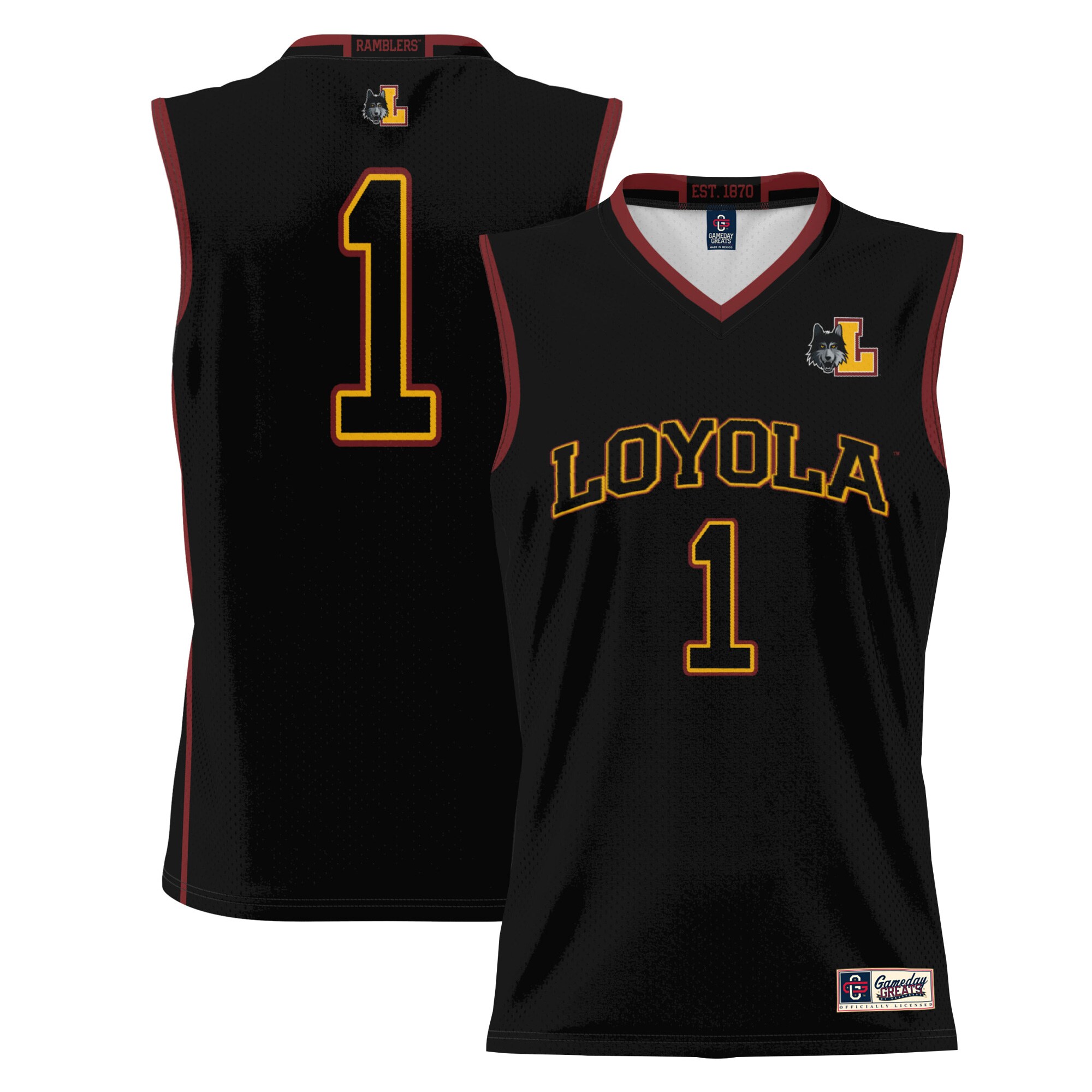 #1 Loyola Chicago Ramblers ProSphere Youth Basketball Jersey - Black
